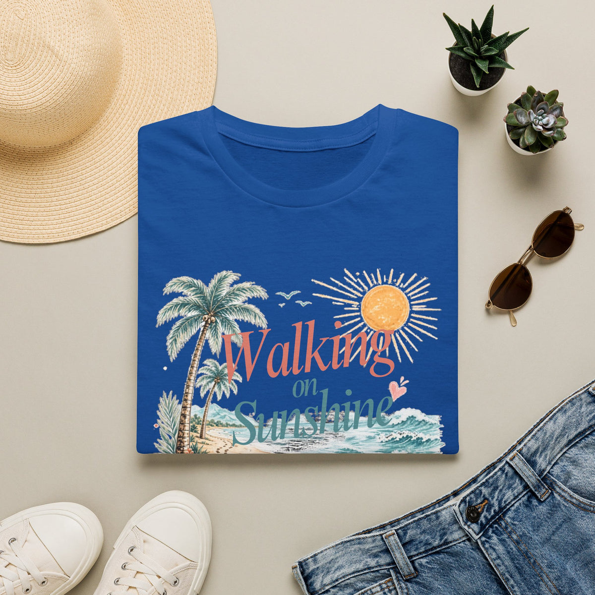Walking on Sunshine T-Shirt — Tropical Floral Psalms 118:24 Tee