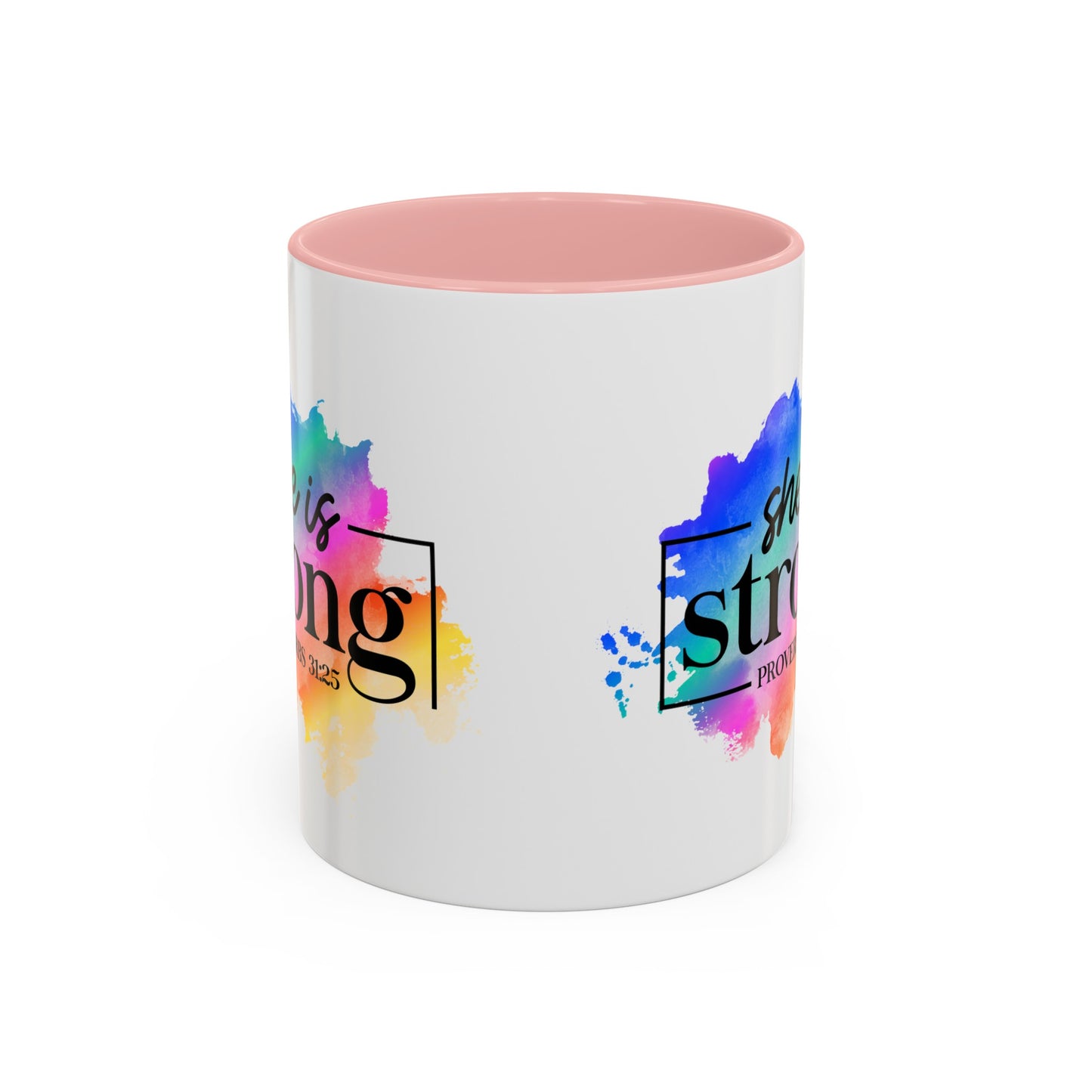 SHE IS STRONG - 5 Colors Accent Coffee Mug, 11oz