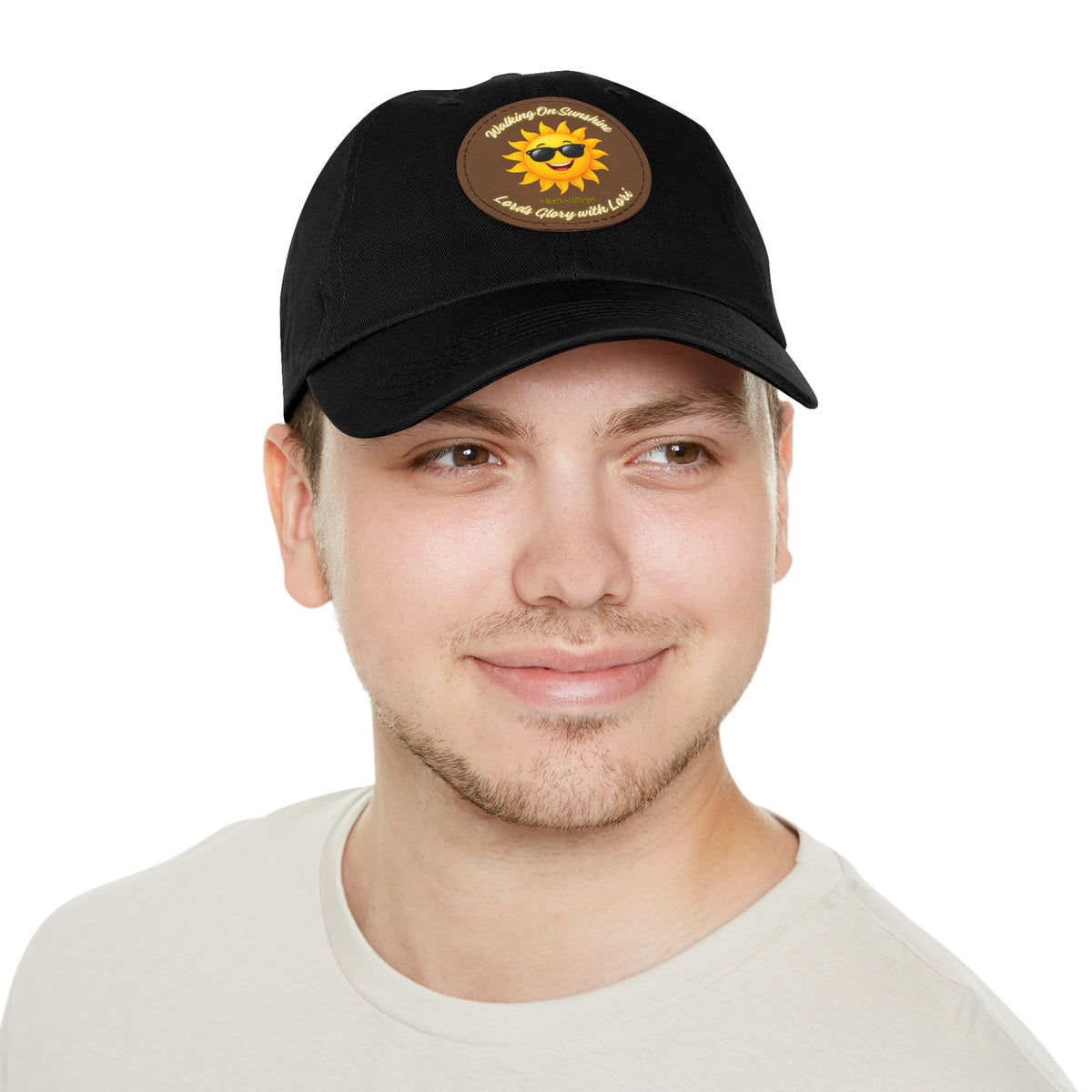Sunshine Smiles Dad Hat — Round Leather Patch ‘Always Brighter’