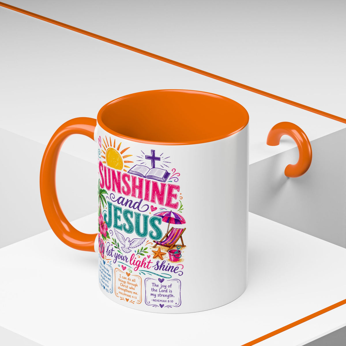 Sunshine and Jesus Coffee Mug — Faith-Inspired Beach Vibe Accent Mug (11/15oz)