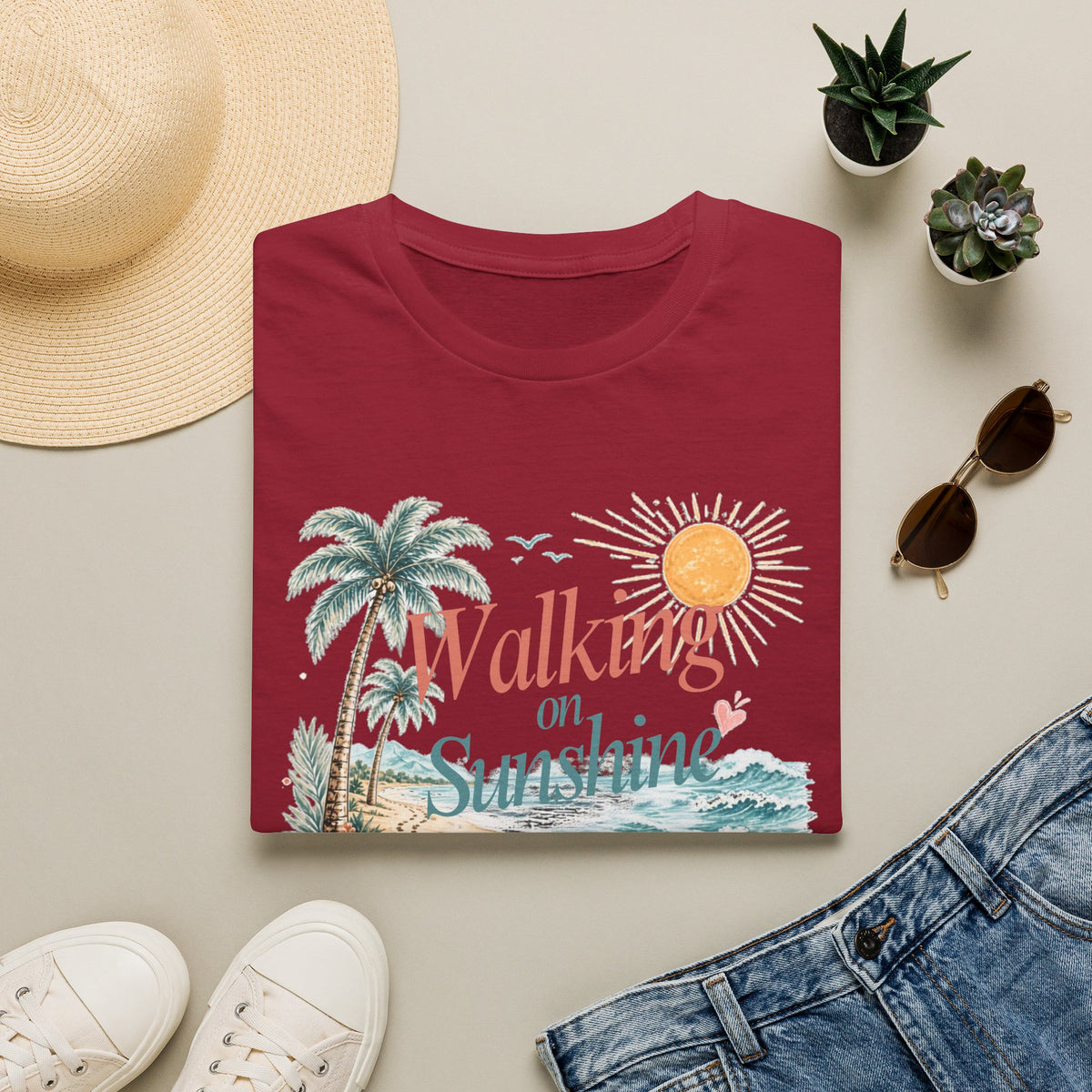 Walking on Sunshine T-Shirt — Tropical Floral Psalms 118:24 Tee