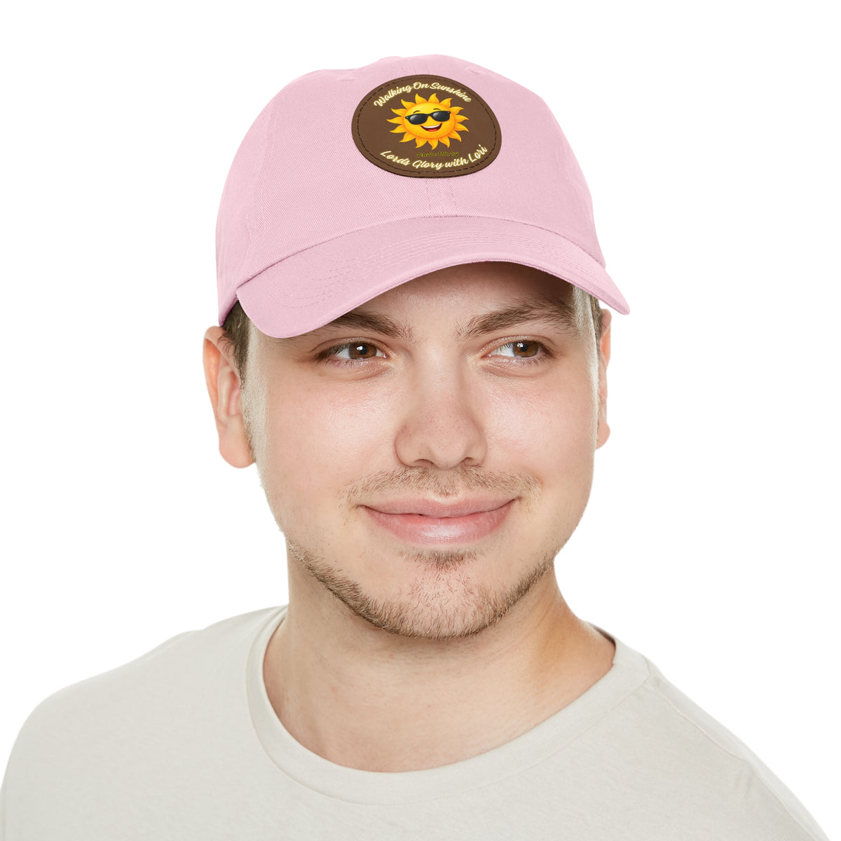 Sunshine Smiles Dad Hat — Round Leather Patch ‘Always Brighter’