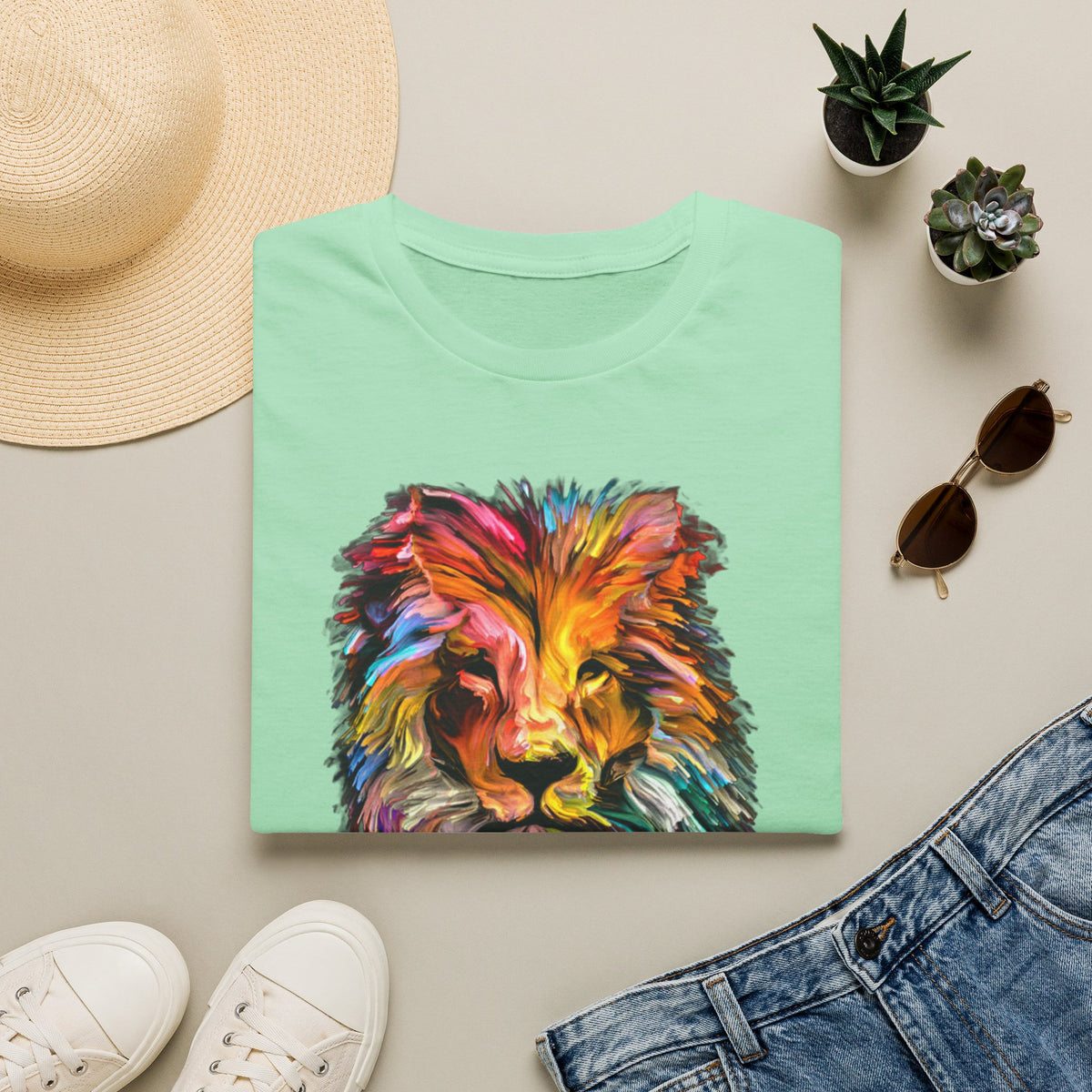 Lion of Judah Colorful Lion T-Shirt — "The Lion of Judah / Aryeh Yehudah" Graphic Tee