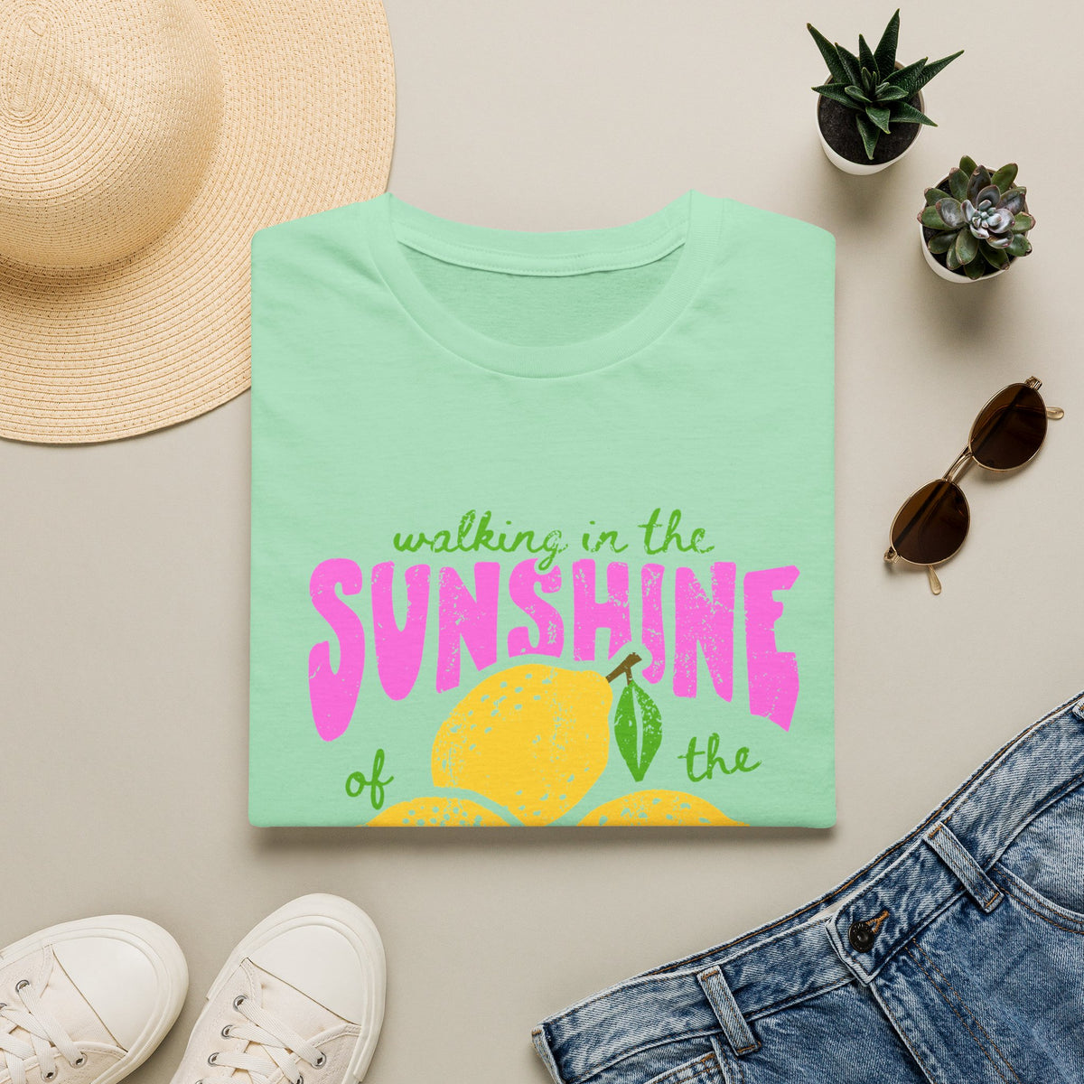 Walking on the Sunshine of the Lord T‑Shirt — Bright Lemon Faith Tee