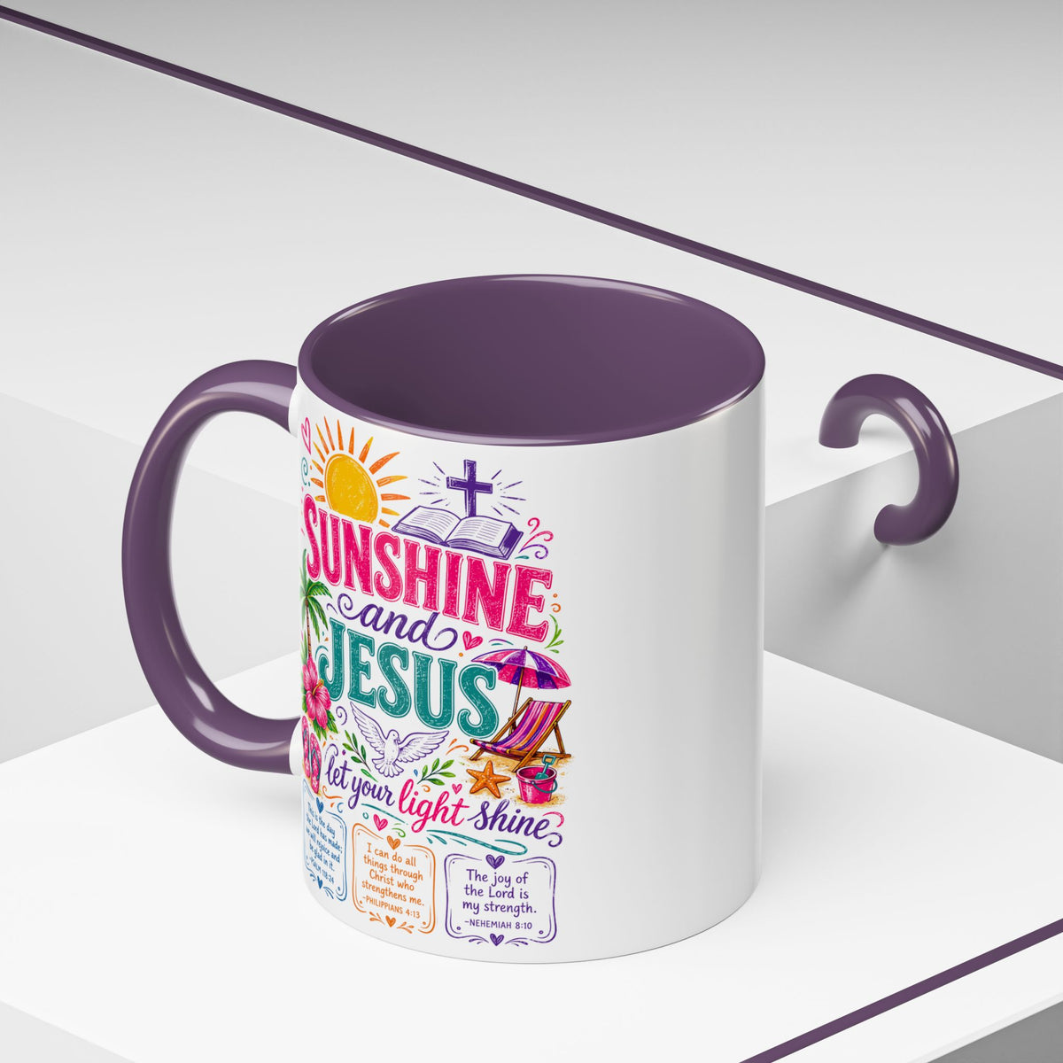 Sunshine and Jesus Coffee Mug — Faith-Inspired Beach Vibe Accent Mug (11/15oz)