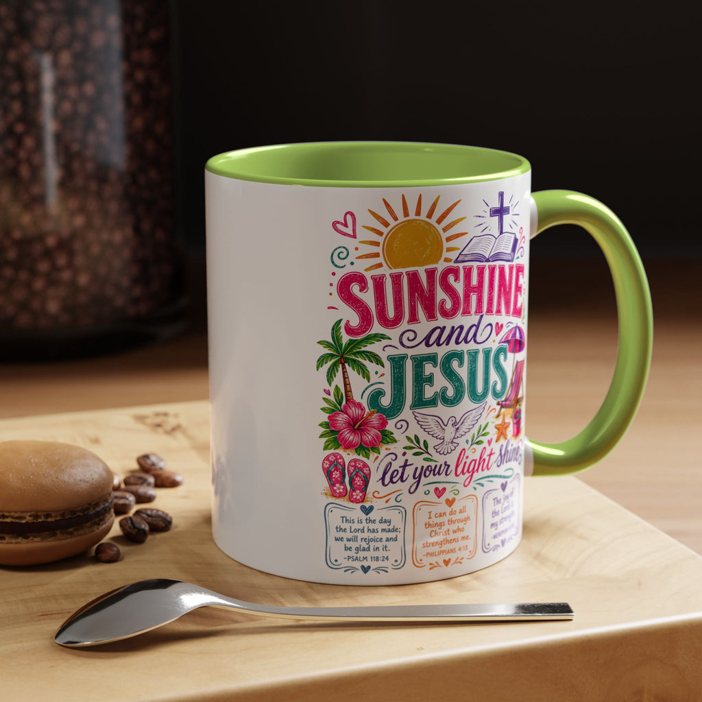 Sunshine and Jesus Coffee Mug — Faith-Inspired Beach Vibe Accent Mug (11/15oz)
