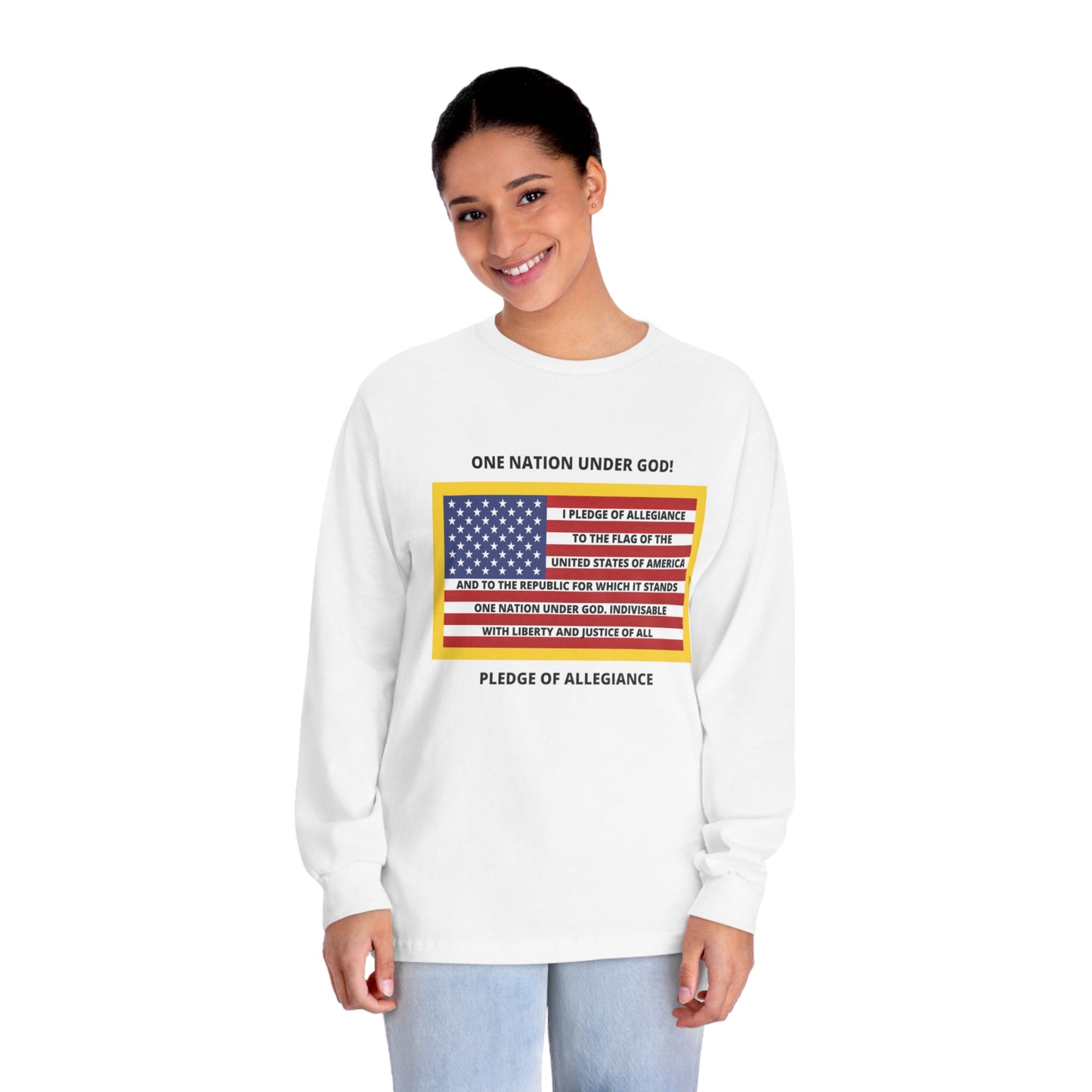 Pledge of Allegiance One Nation Under GOD! Ultra Cotton Long Sleeve Tee