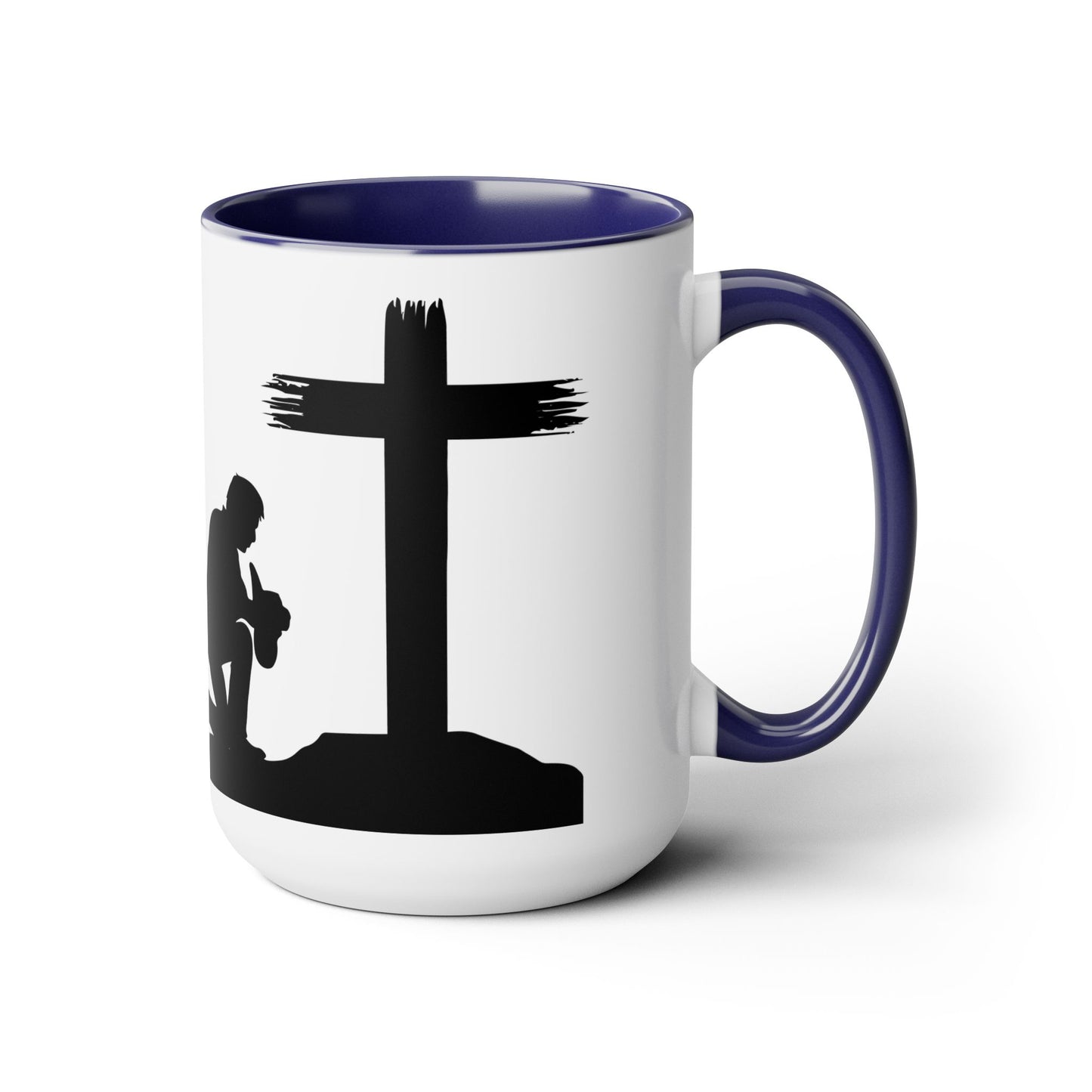 Cowboy Praying to GOD Two-Tone Coffee Mugs, 15oz