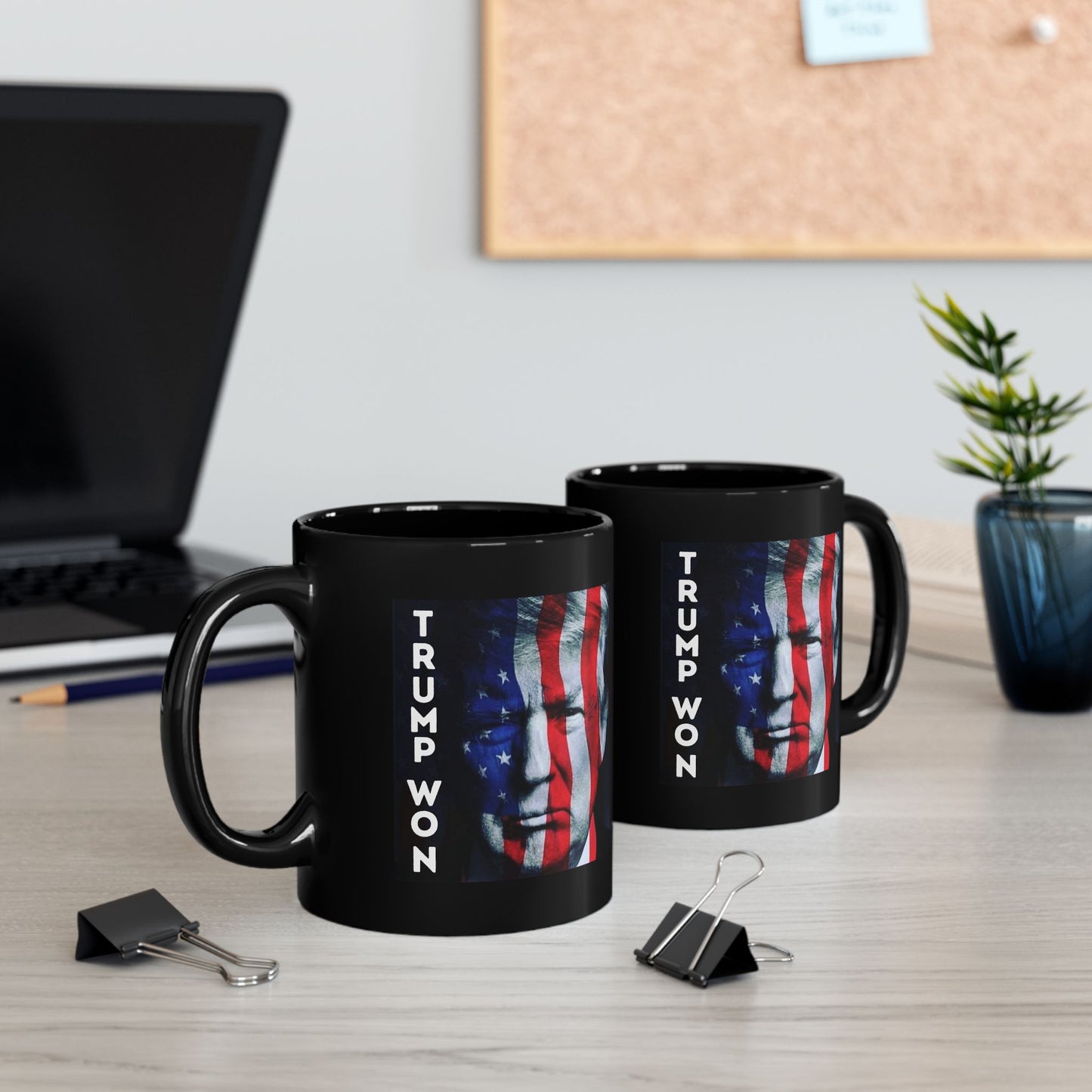 President Trump Won 2020 Black Mug 15oz 11oz