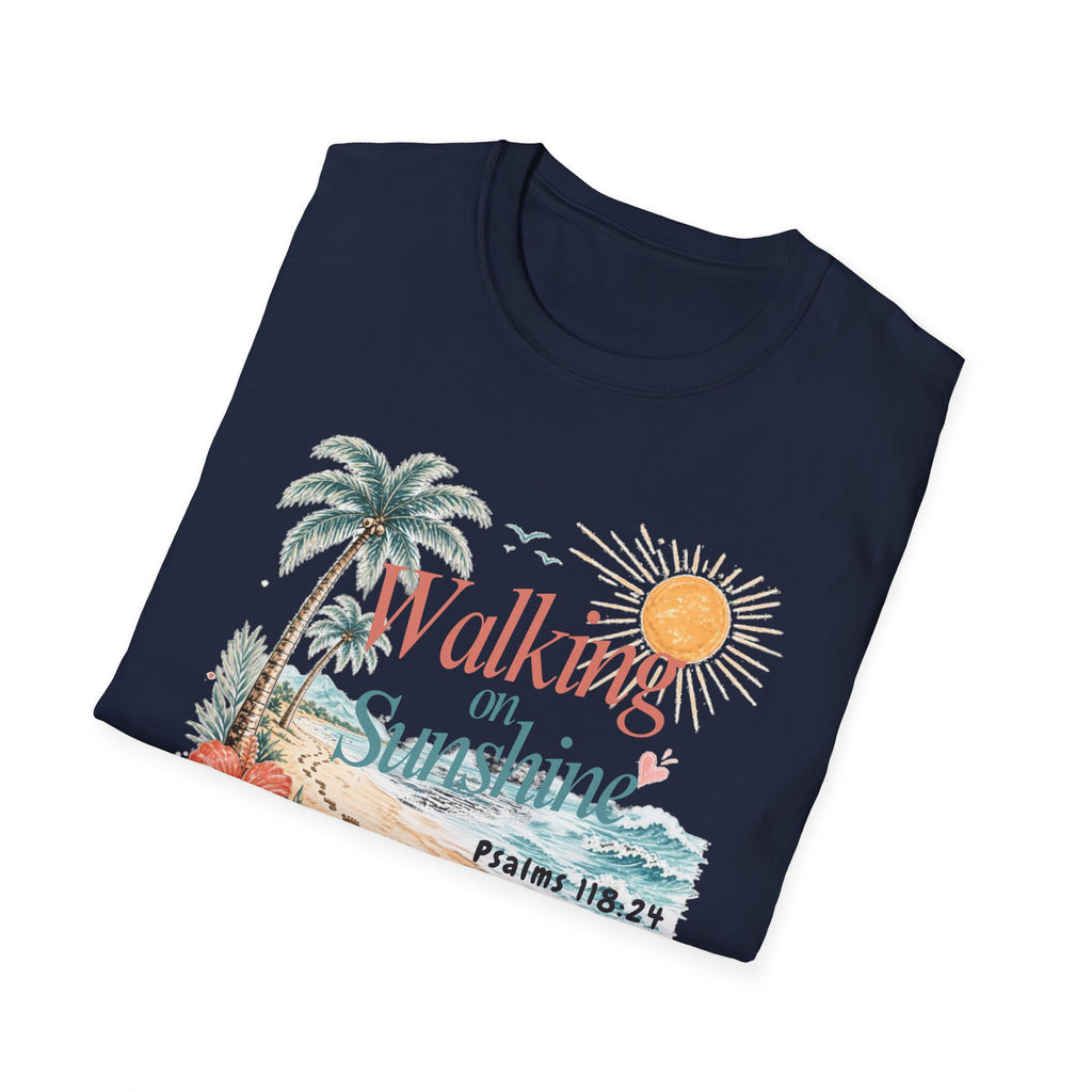 Walking on Sunshine T-Shirt — Tropical Floral Psalms 118:24 Tee