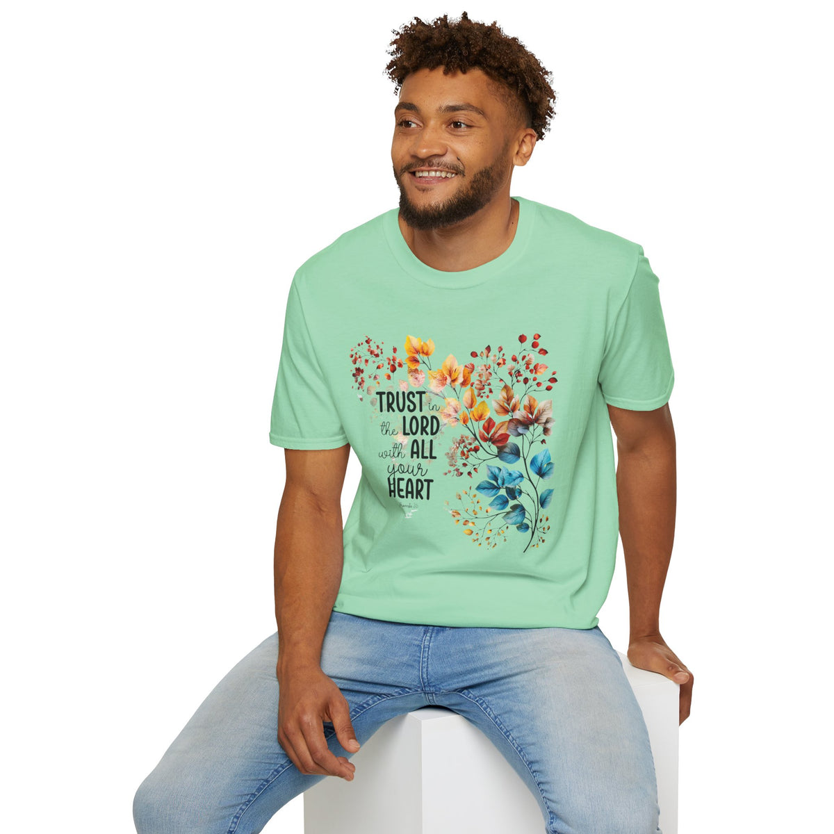 Trust the Lord with All Your Heart T-Shirt | Floral Scripture Design