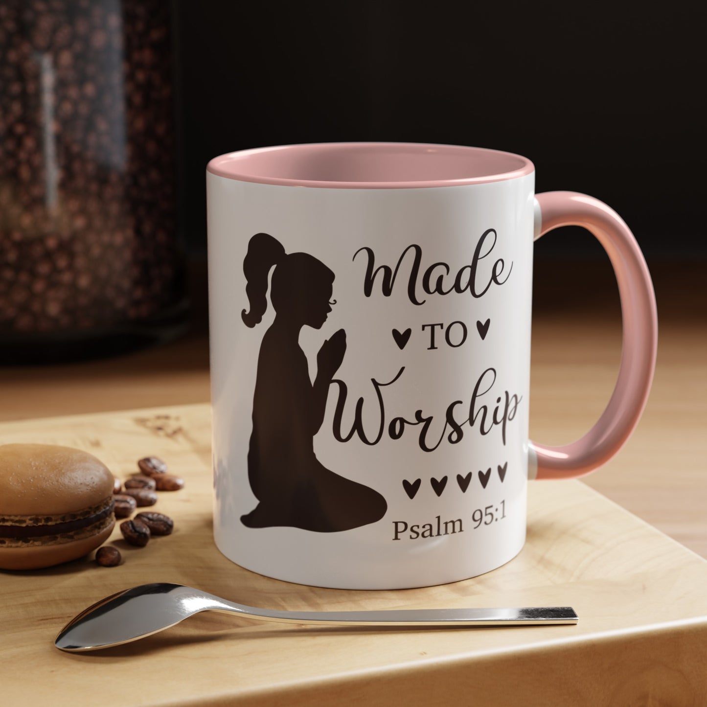 MADE TO WORSHIP - Psalm 95:1 5 Colors Accent Coffee Mug, 11oz