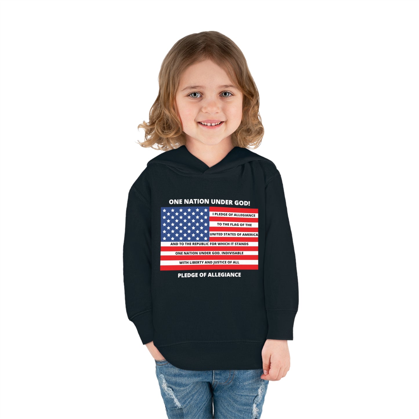 One Nation Under GOD Pledge of Allegiance Toddler Pullover Fleece Hoodie