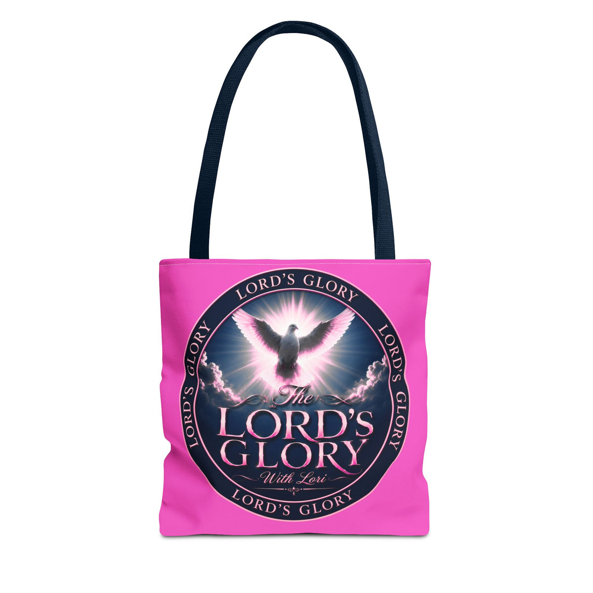 Religious Tote Bag - "The Lord's Glory with Lori" Pink All-Over-Print Christian Tote