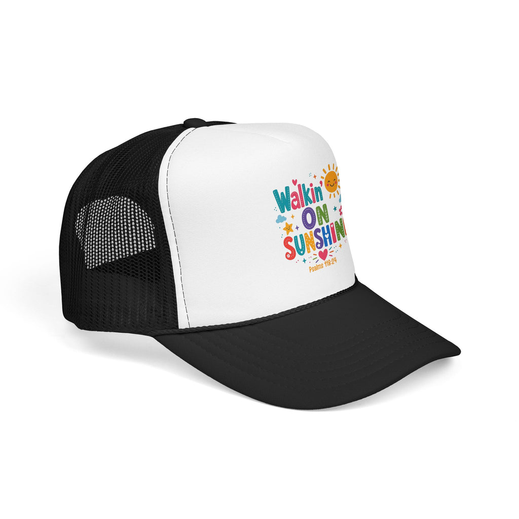 Walkin' on Sunshine Foam Trucker Hat — Retro Colorful Sunshine Design Psalm 118:24