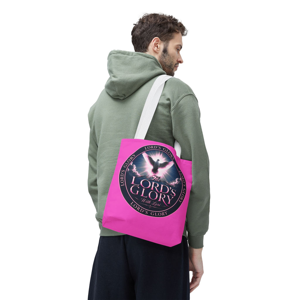 Religious Tote Bag - "The Lord's Glory with Lori" Pink All-Over-Print Christian Tote