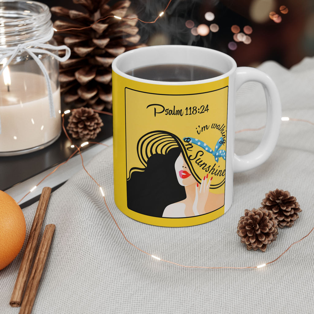 Lords Glory Psalm 118:24 Sunshine Ceramic Mug – Inspirational ‘Walking on Sunshine’ Design (11oz, 15oz)
