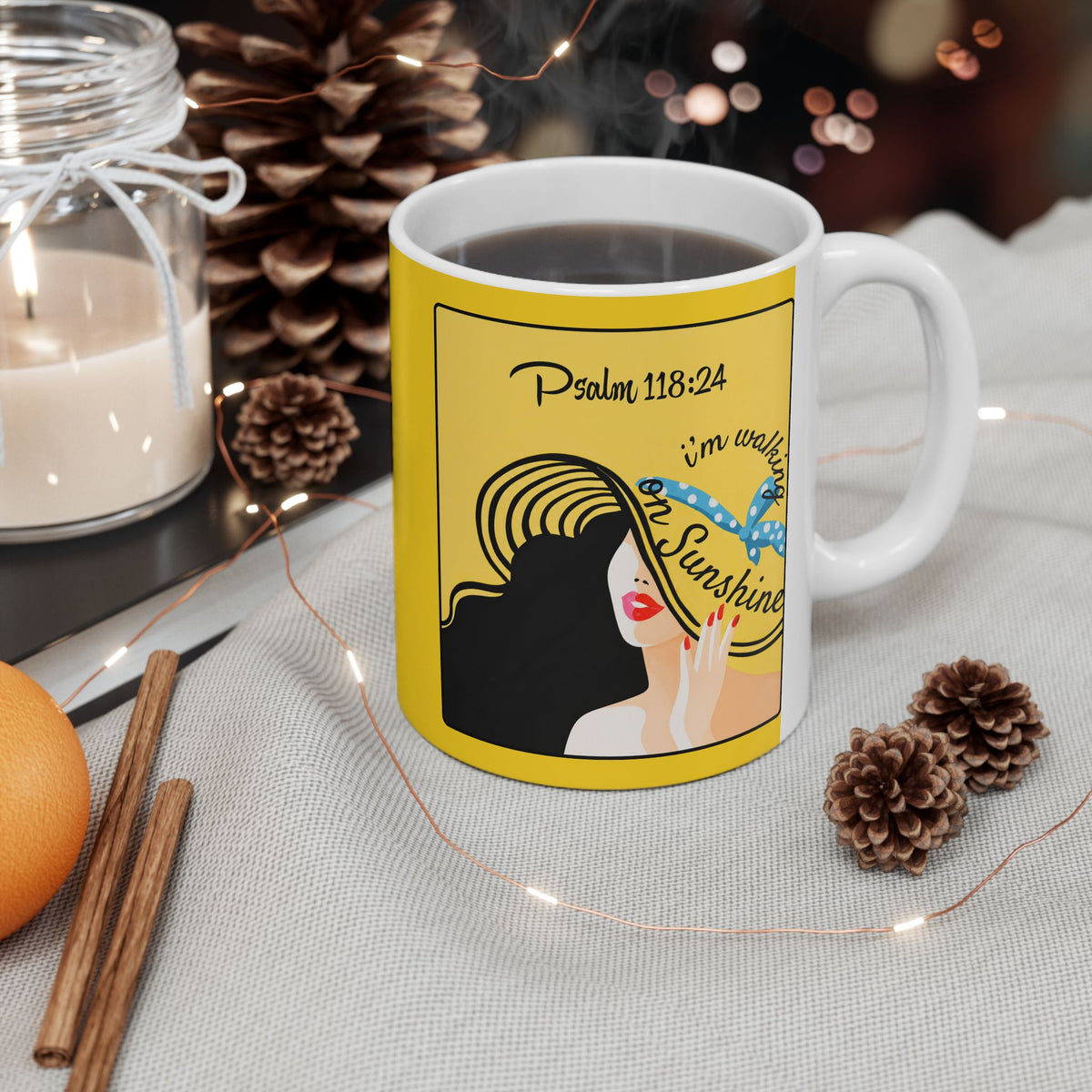 Lords Glory Psalm 118:24 Sunshine Ceramic Mug – Inspirational ‘Walking on Sunshine’ Design (11oz, 15oz)