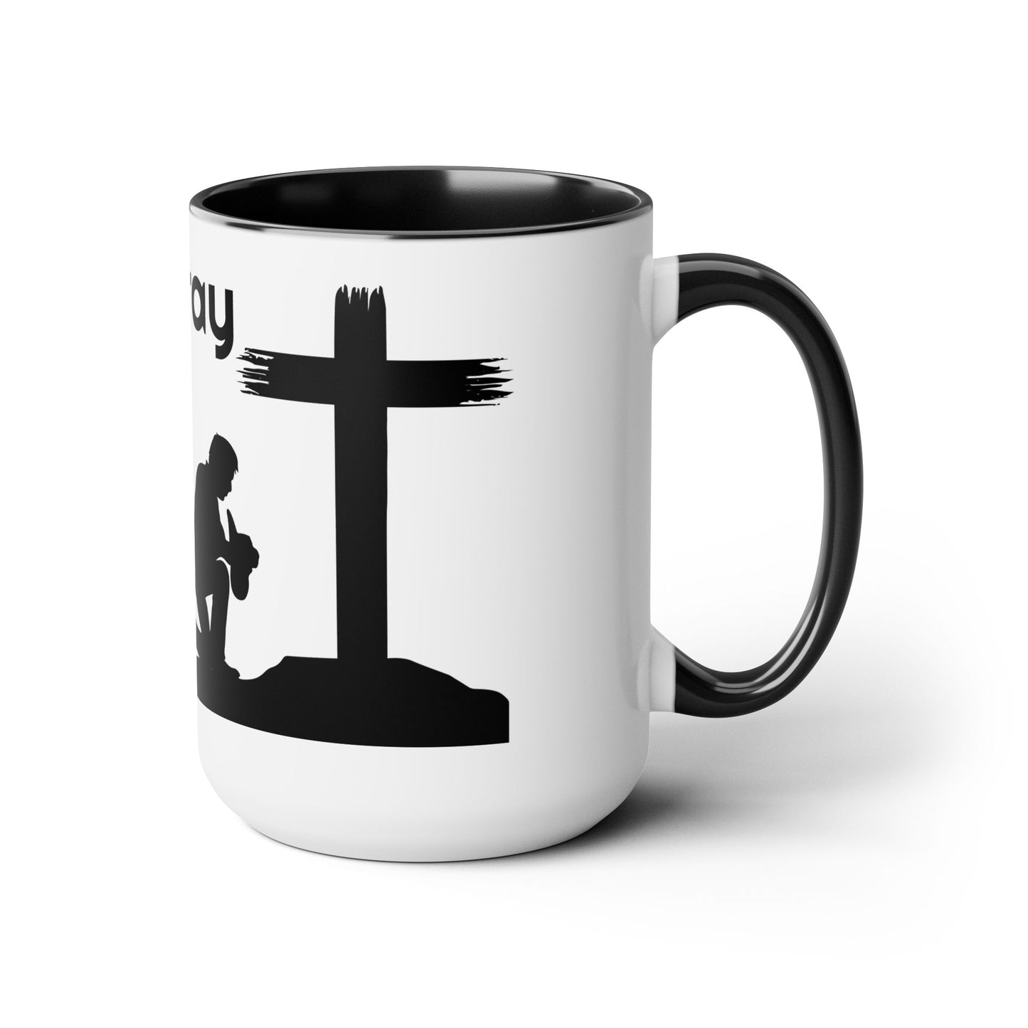 Real Men Pray! Two-Tone Coffee Mugs, 15oz