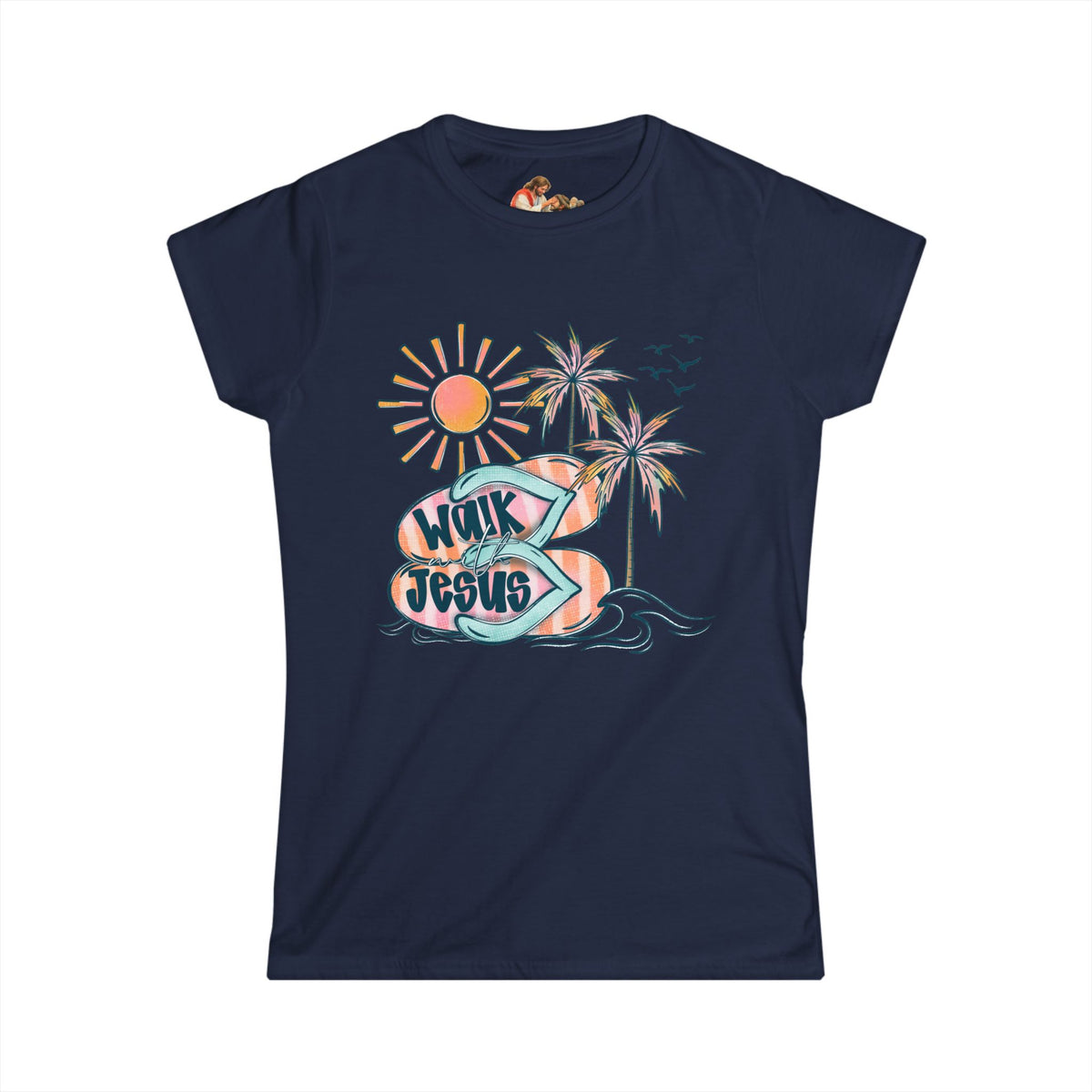 Walk By Faith surf design Tee | Palm Trees, Sun, Beach Vibes