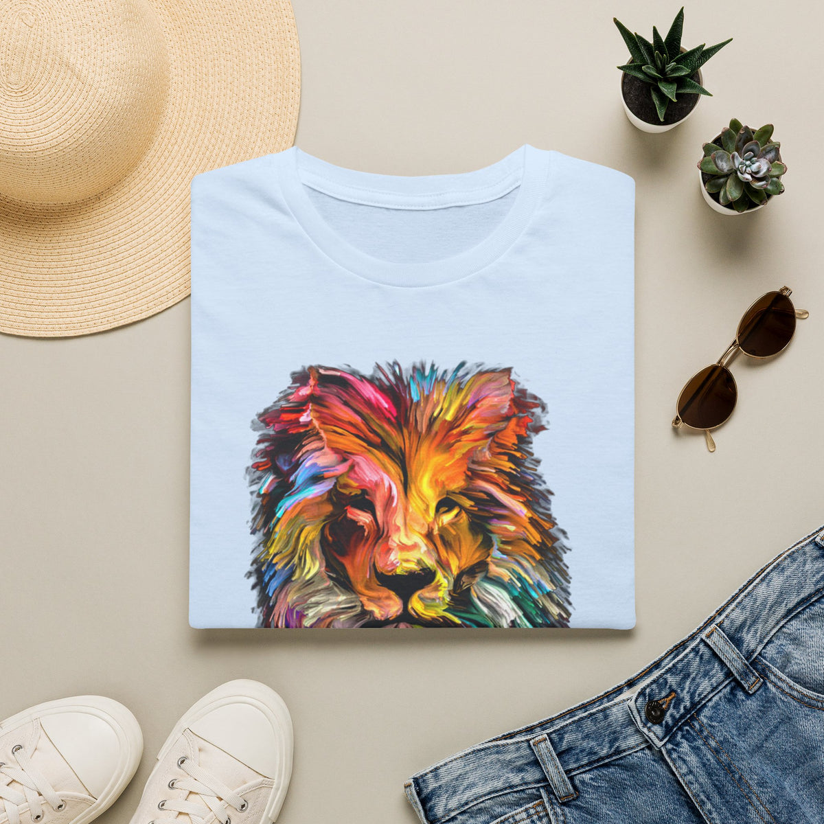 Lion of Judah Colorful Lion T-Shirt — "The Lion of Judah / Aryeh Yehudah" Graphic Tee
