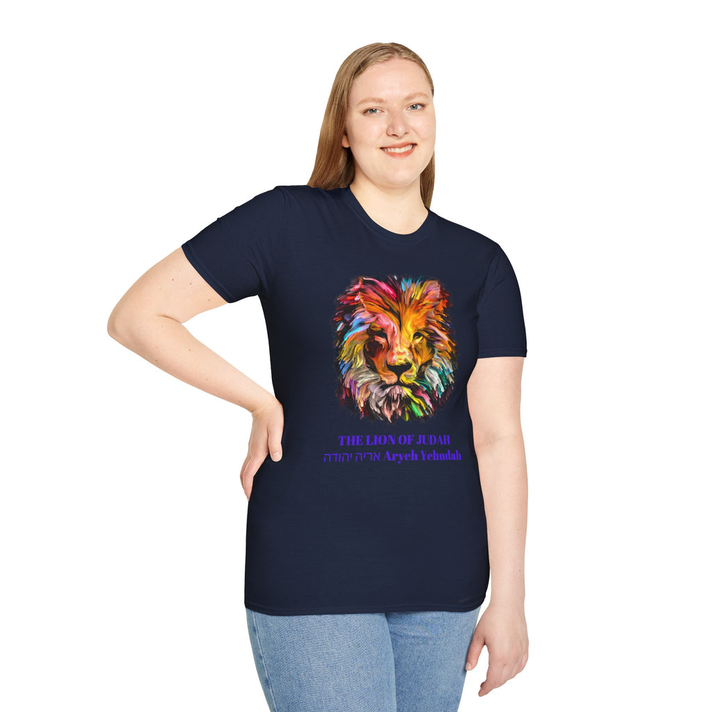 Lion of Judah Colorful Lion T-Shirt — "The Lion of Judah / Aryeh Yehudah" Graphic Tee