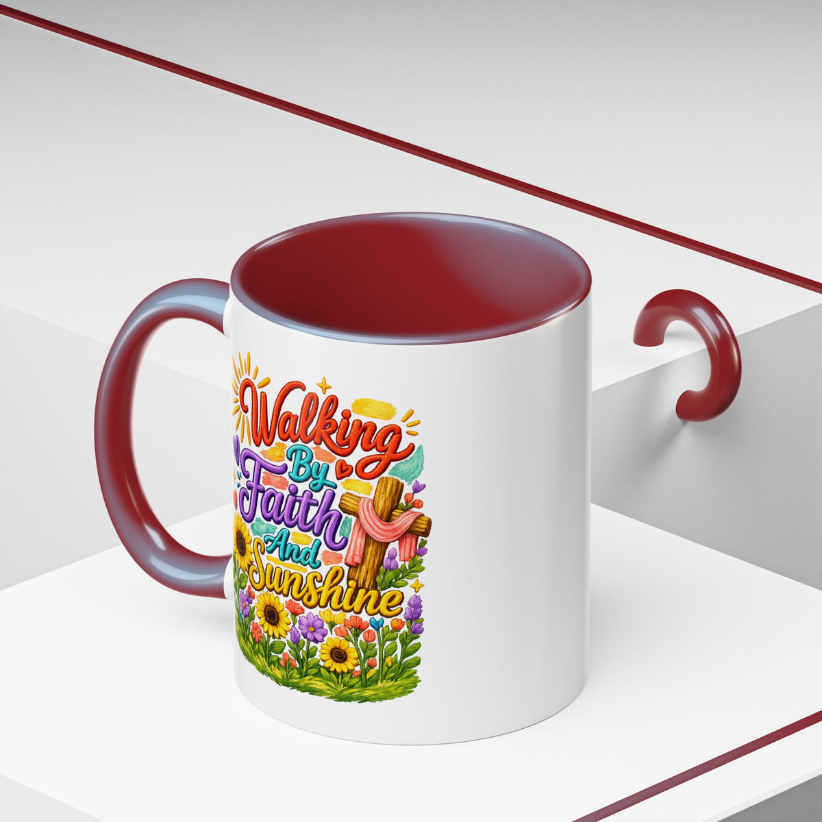 Walking by Faith and Sunshine Inspirational Coffee Mug