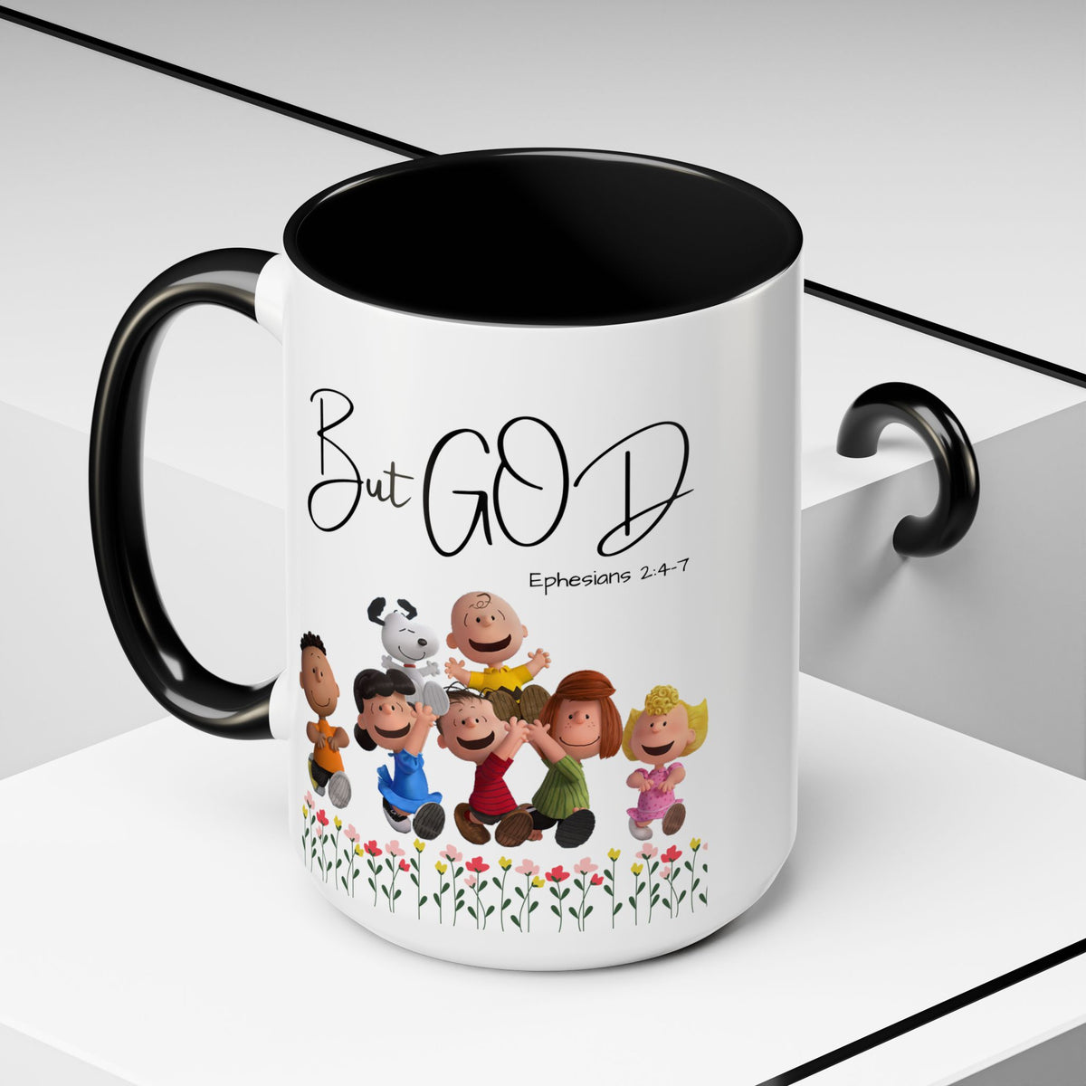 But God Scripture Coffee Mug — Genesis 50:20 Inspirational Heart Accent Mug (11/15oz)