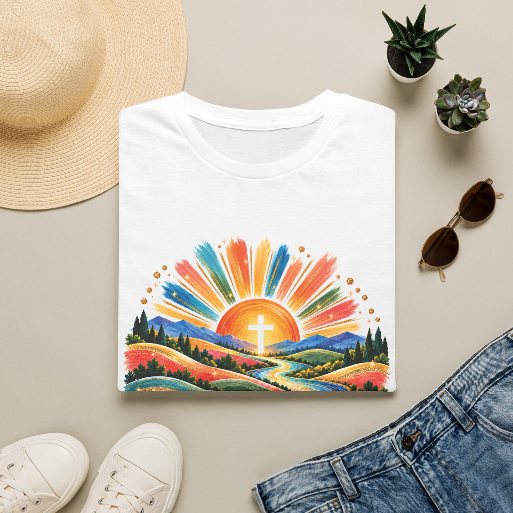 Walking On Sunshine with Lords Glory - with Lori Faith and Hope Christian Sunrise T-Shirt