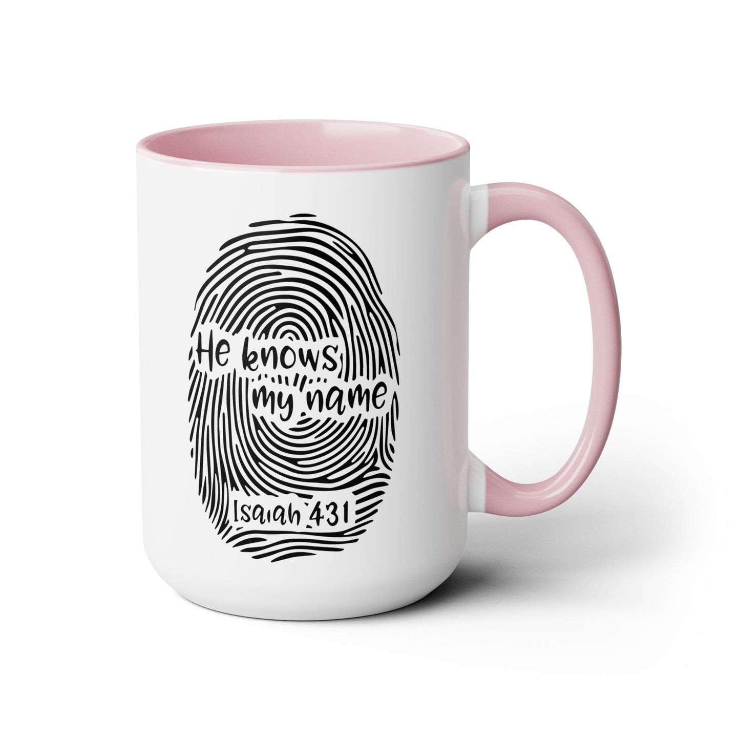 He Knows My Name - Two-Tone Coffee Mugs, 15oz