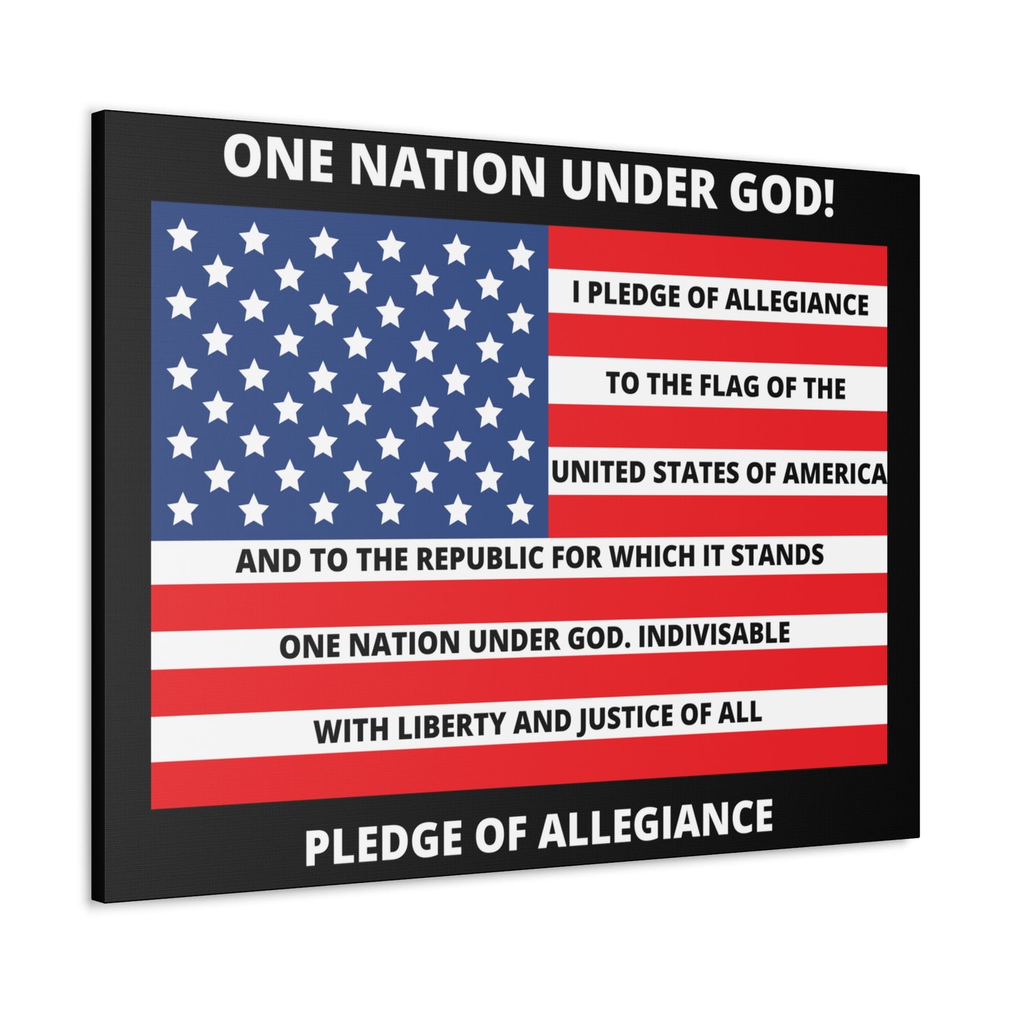 One Nation Under GOD Pledge of Allegiance Canvas Gallery Wraps