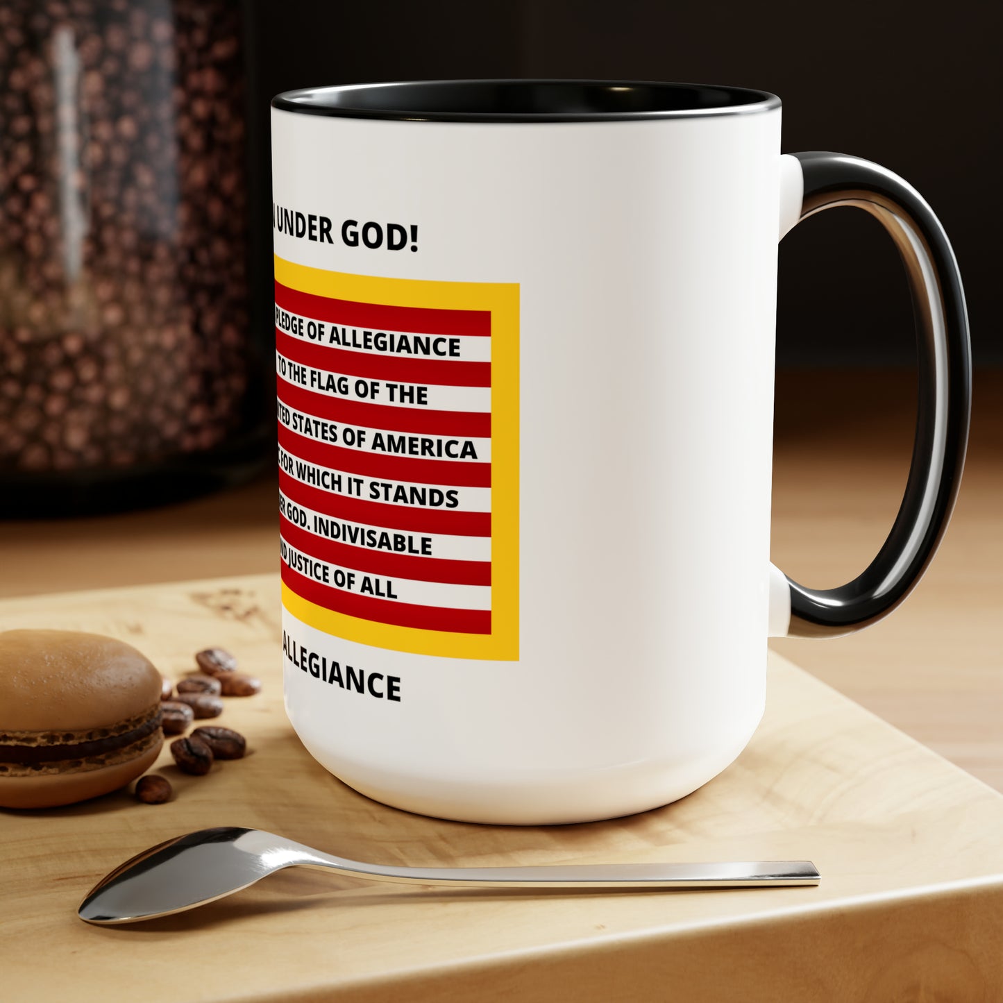 Pledge of Allegiance One Nation Under GOD! Two-Tone Coffee Mugs, 15oz