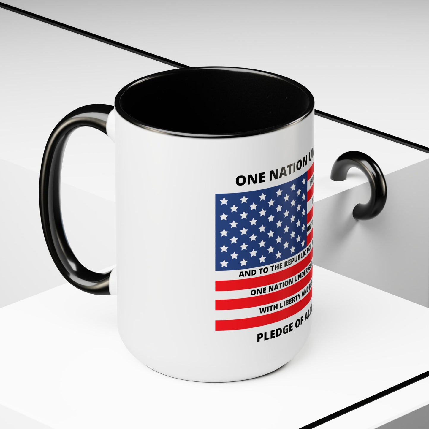 Pledge of Allegiance One Nation under GOD! Two-Tone Coffee Mugs, 15oz