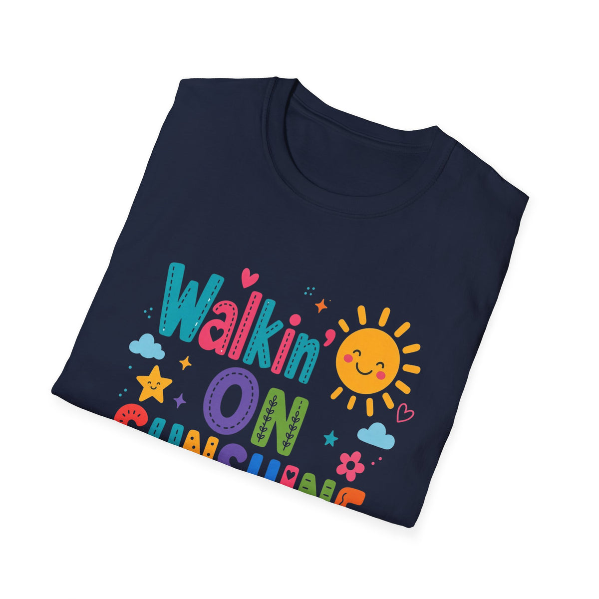 T-Shirt — "Walkin' on Sunshine" Bright Retro Sun Graphic Tee ‭‭Psalms‬ ‭118‬:‭24‬ ‭