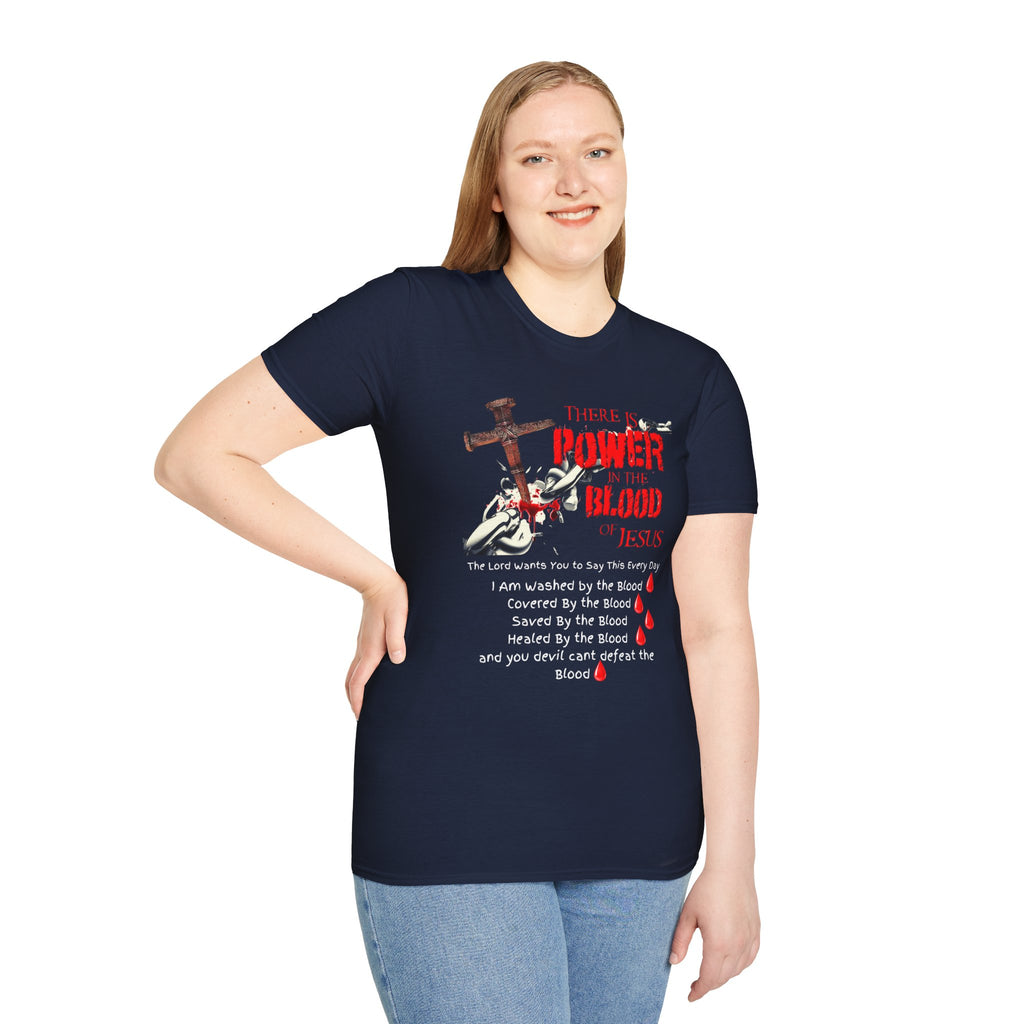 There's Power in the Blood of Jesus T-Shirt — Christian Cross Faith Shirt (Washed by the Blood)
