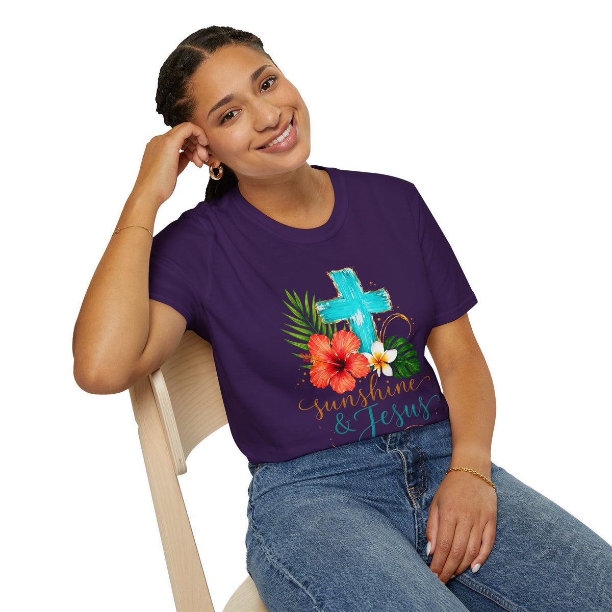 Sunshine & Jesus T-Shirt — Tropical Cross Christian Tee