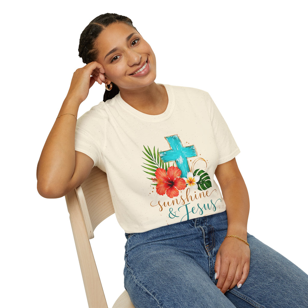 Sunshine & Jesus T-Shirt — Tropical Cross Christian Tee