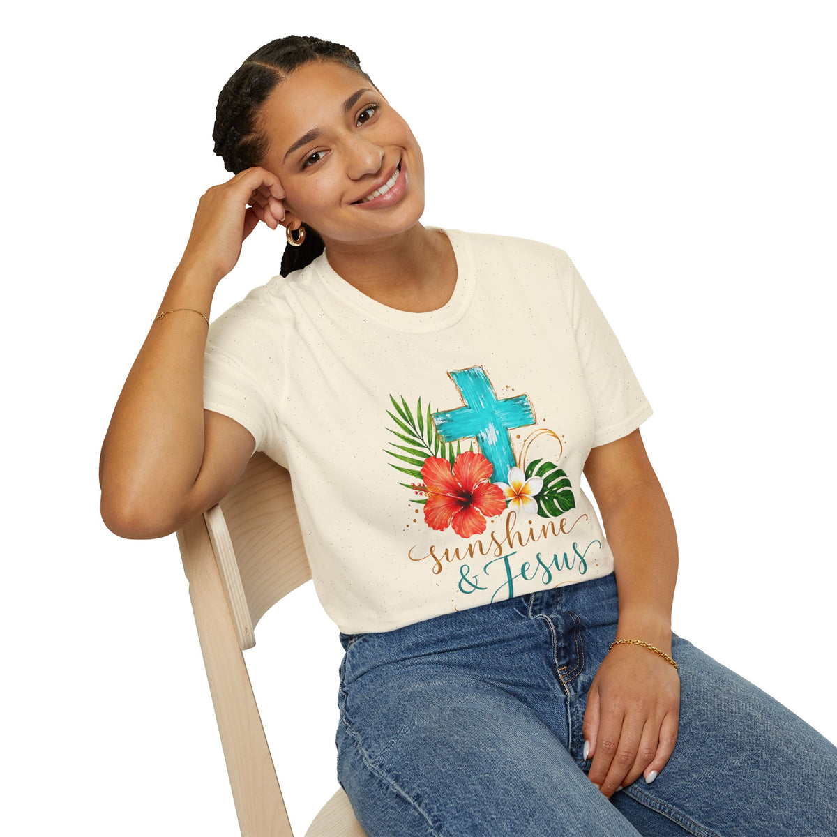 Sunshine & Jesus T-Shirt — Tropical Cross Christian Tee
