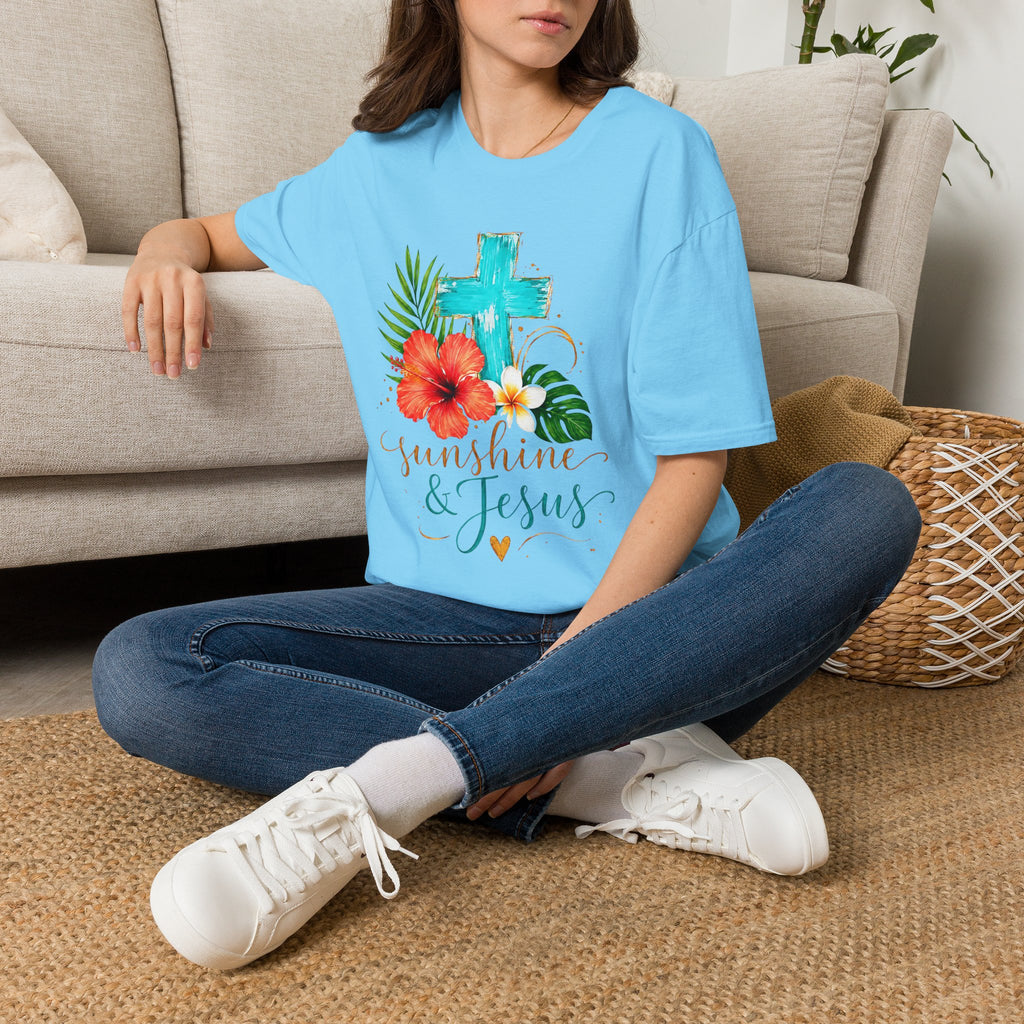 Sunshine & Jesus T-Shirt — Tropical Cross Christian Tee