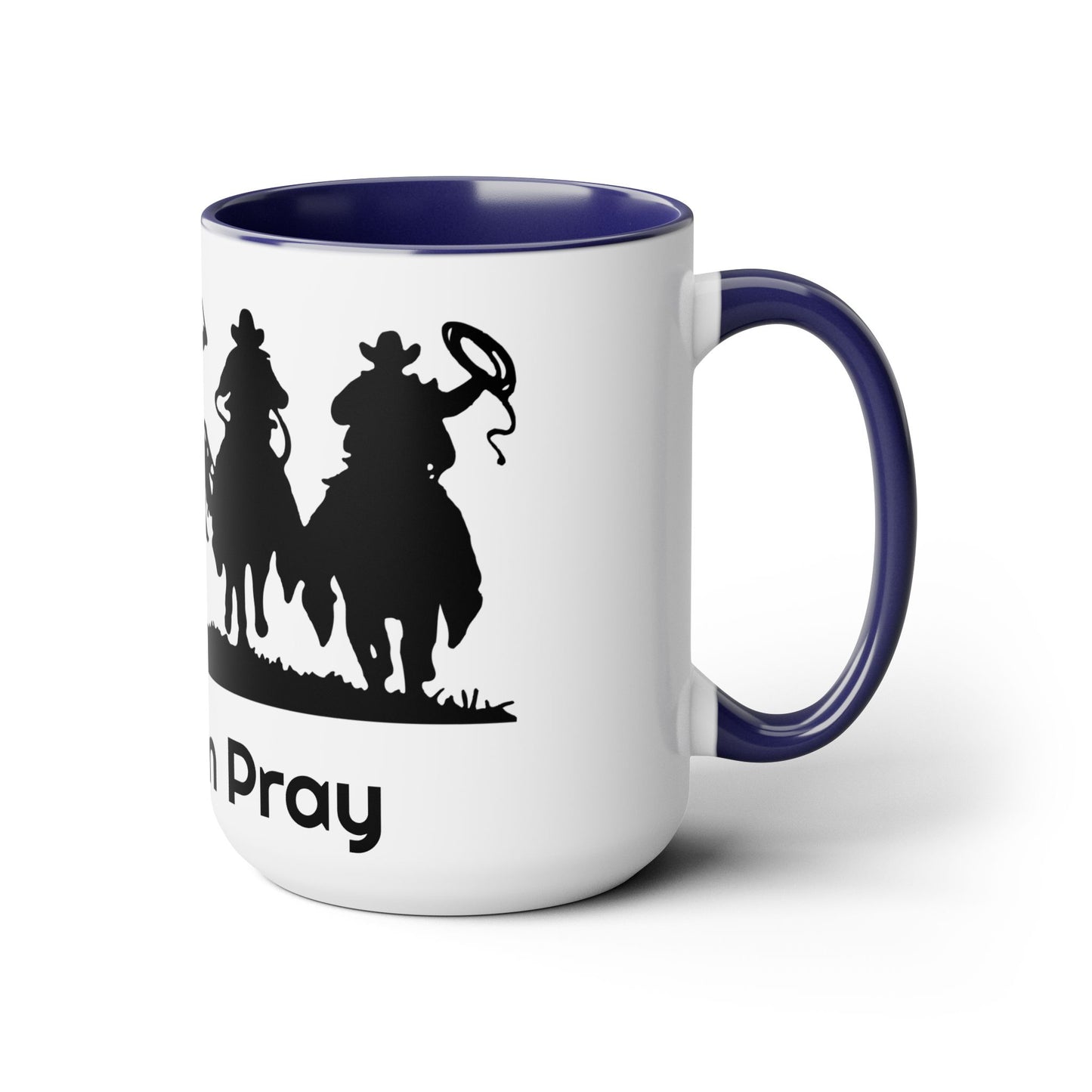 Real Men Pray - Two-Tone Coffee Mugs, Cowboys 15oz