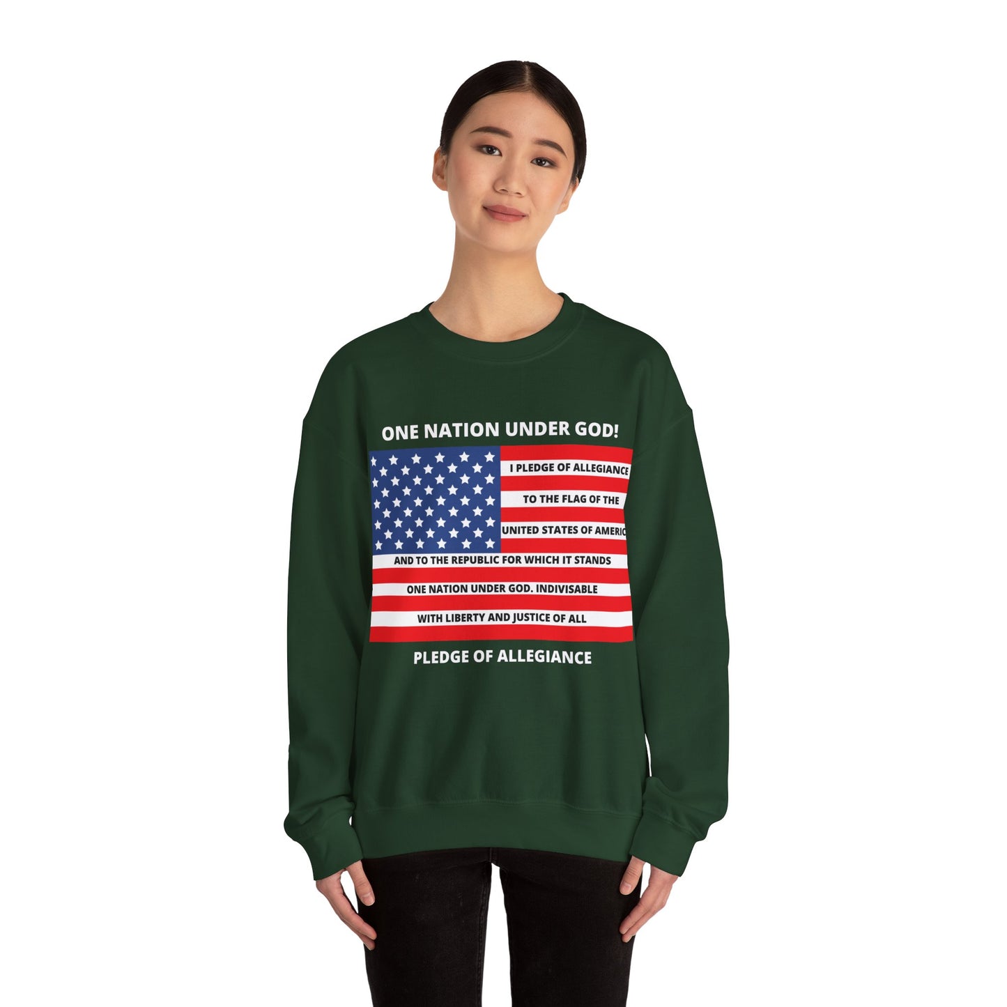 Pledge of Allegiance One Nation under GOD! Unisex Heavy Blend Crewneck Sweatshirt