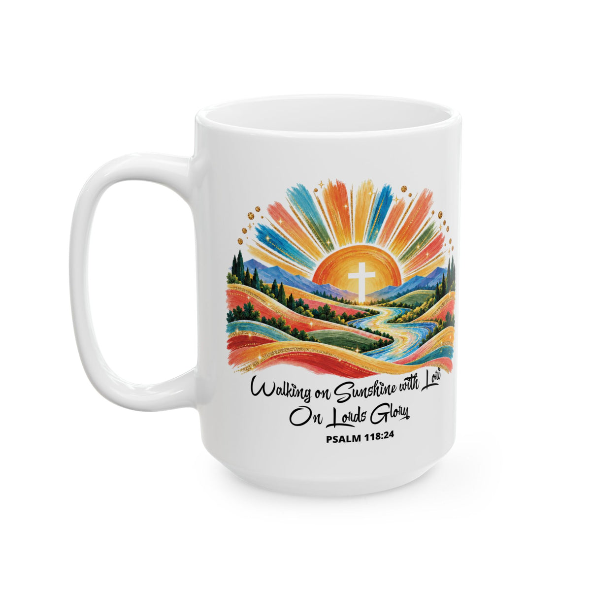 Walking On Sunshine with Lori on Lords Glory - Colorful Mountain Landscape Ceramic Mug