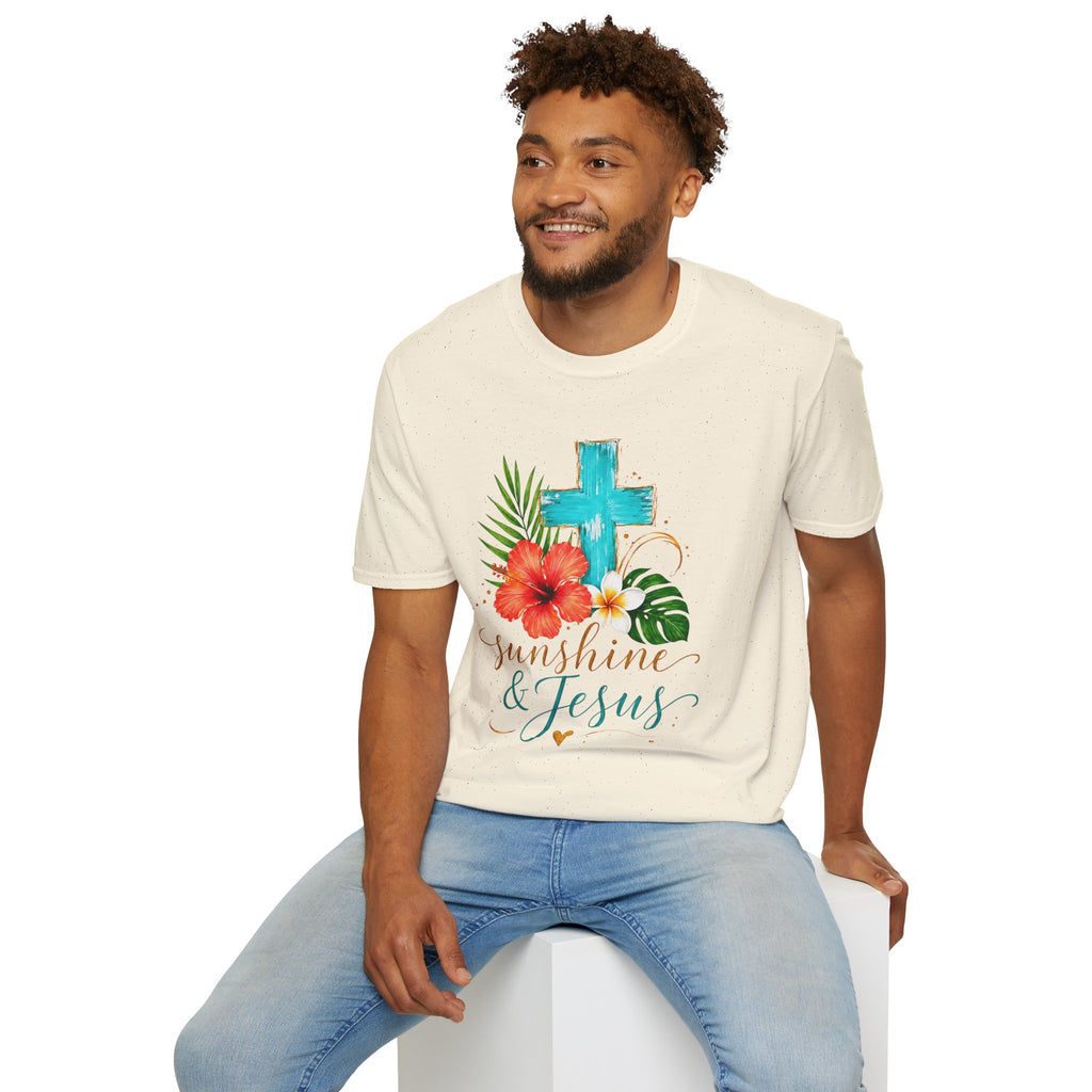 Sunshine & Jesus T-Shirt — Tropical Cross Christian Tee