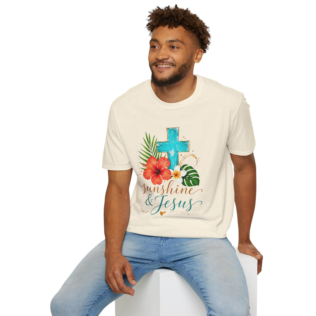 Sunshine & Jesus T-Shirt — Tropical Cross Christian Tee