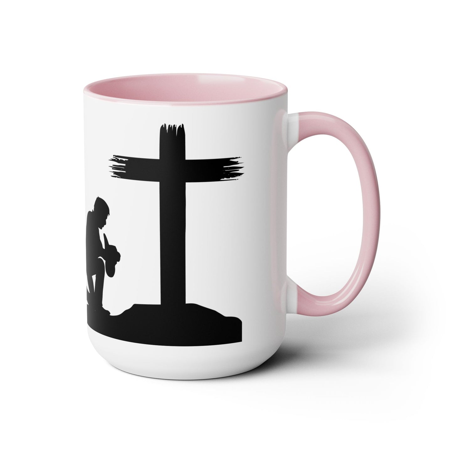 Cowboy Praying to GOD Two-Tone Coffee Mugs, 15oz