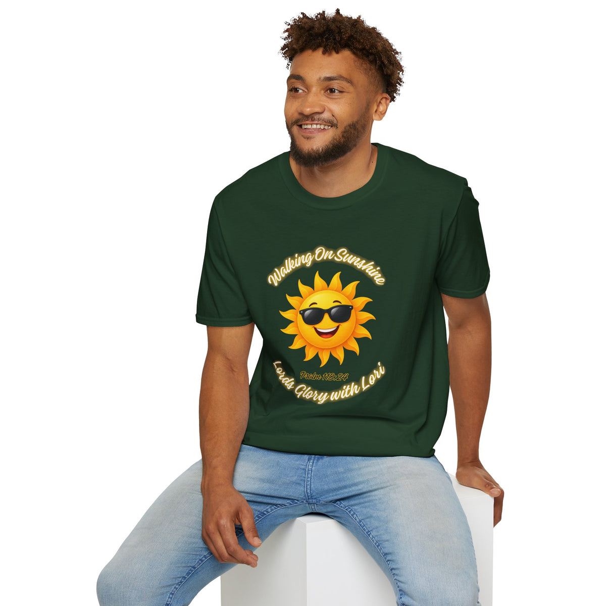 Sunshine Smiles T-Shirt — Sunglasses Sun with Psalm 118:24 Inspirational Tee