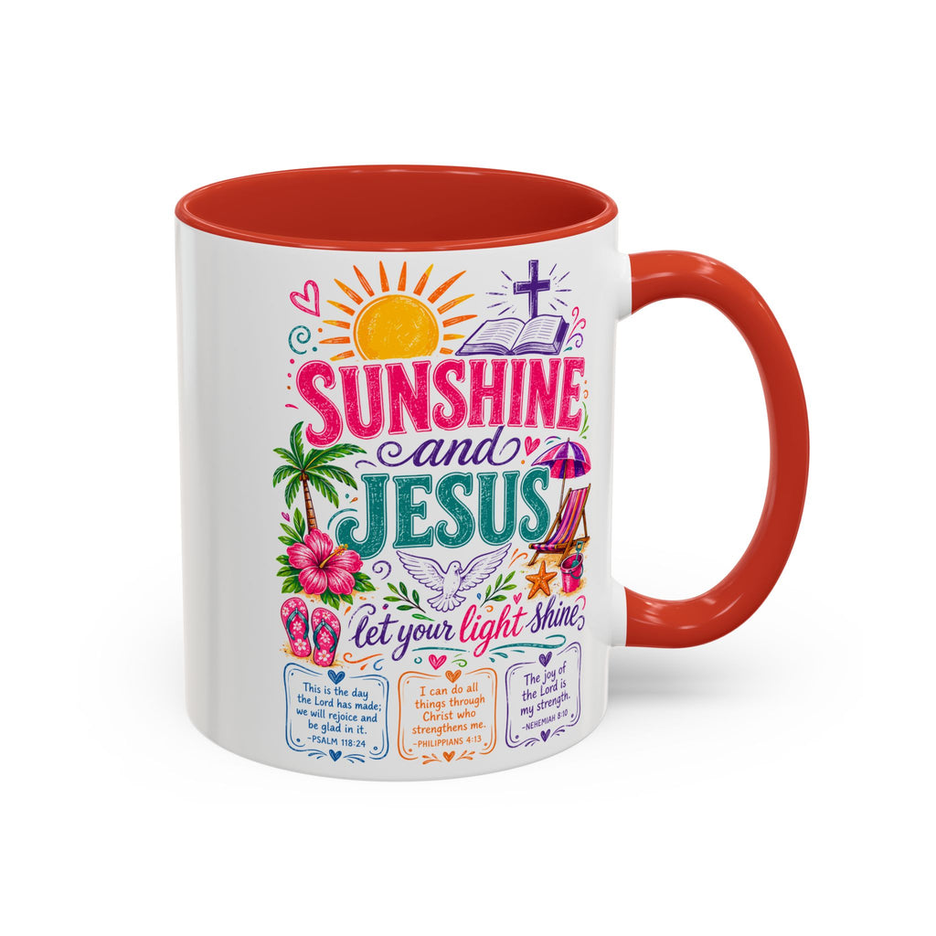 Sunshine and Jesus Coffee Mug — Faith-Inspired Beach Vibe Accent Mug (11/15oz)