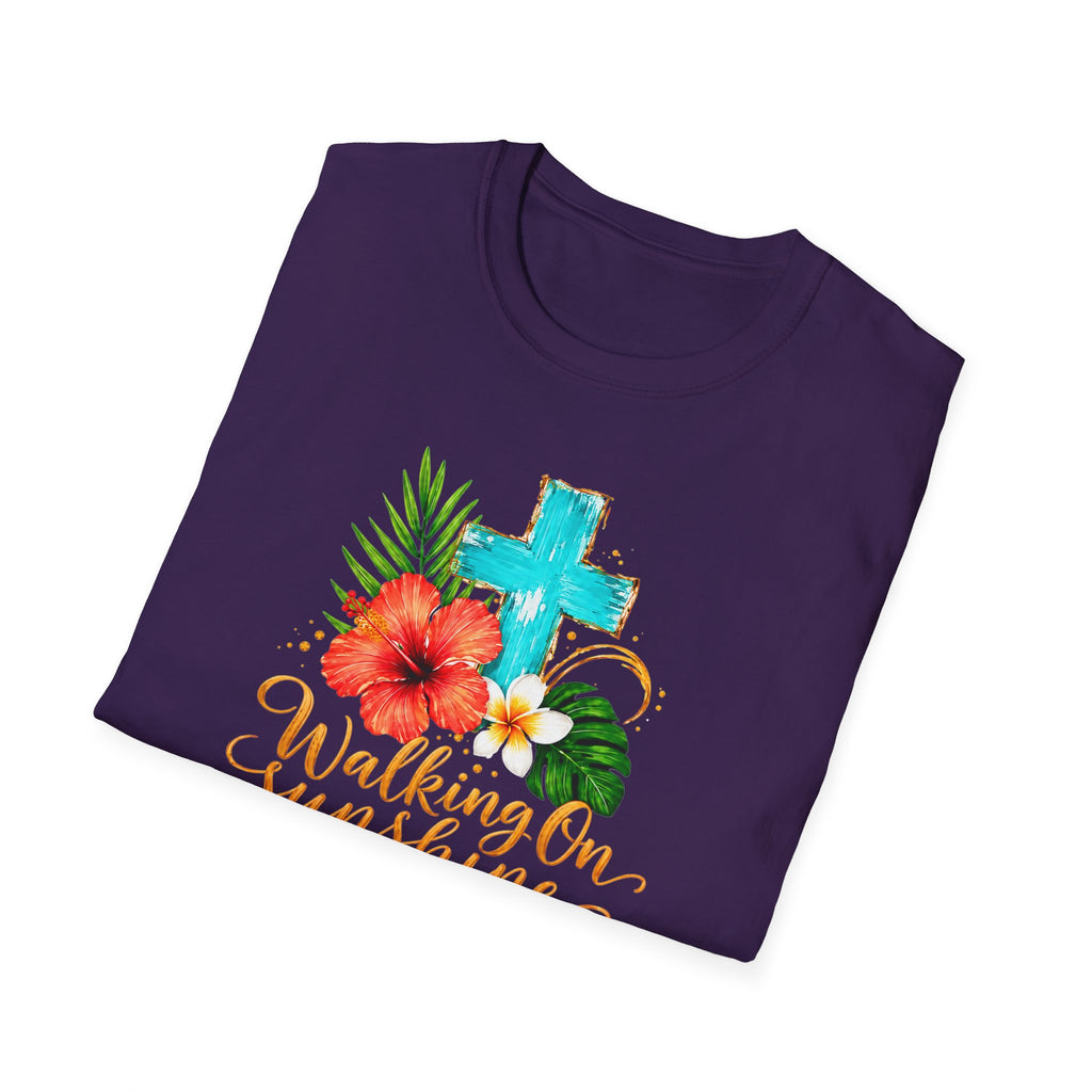 Walking on Sunshine & Jesus Floral Cross T-Shirt