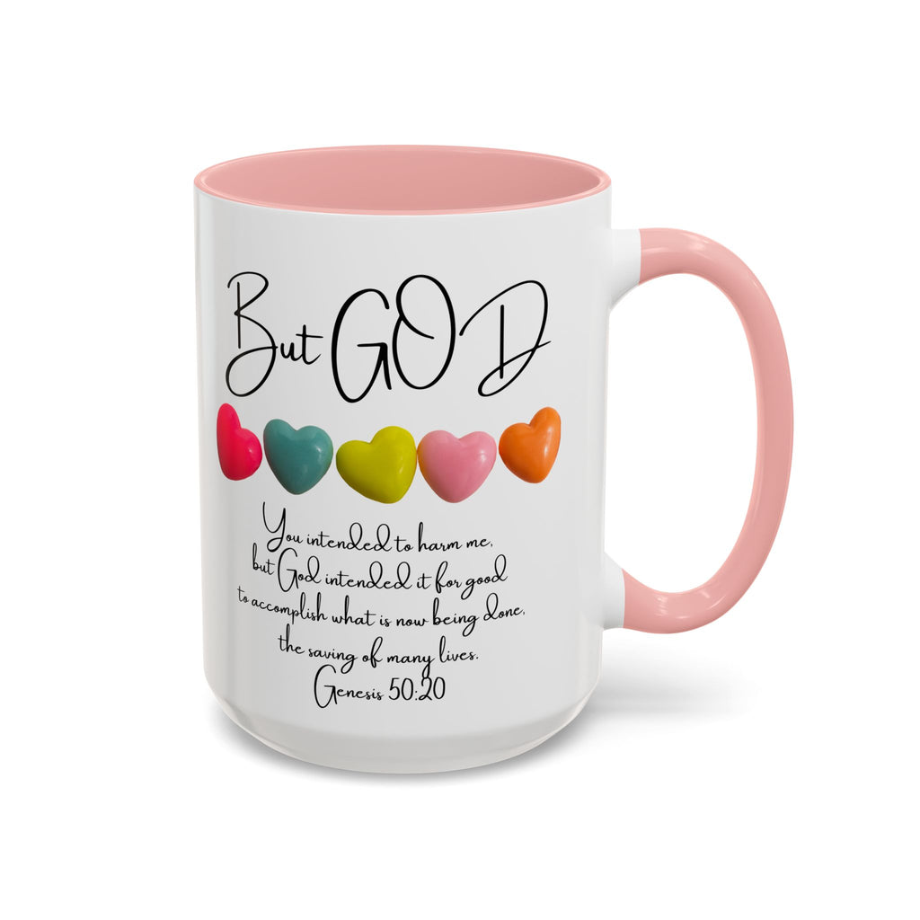 But God Scripture Coffee Mug — Genesis 50:20 Inspirational Heart Accent Mug (11/15oz)