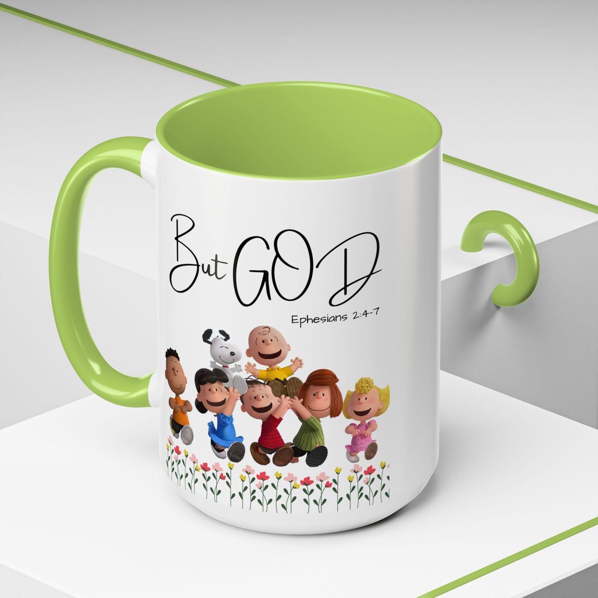 But God Scripture Coffee Mug — Genesis 50:20 Inspirational Heart Accent Mug (11/15oz)